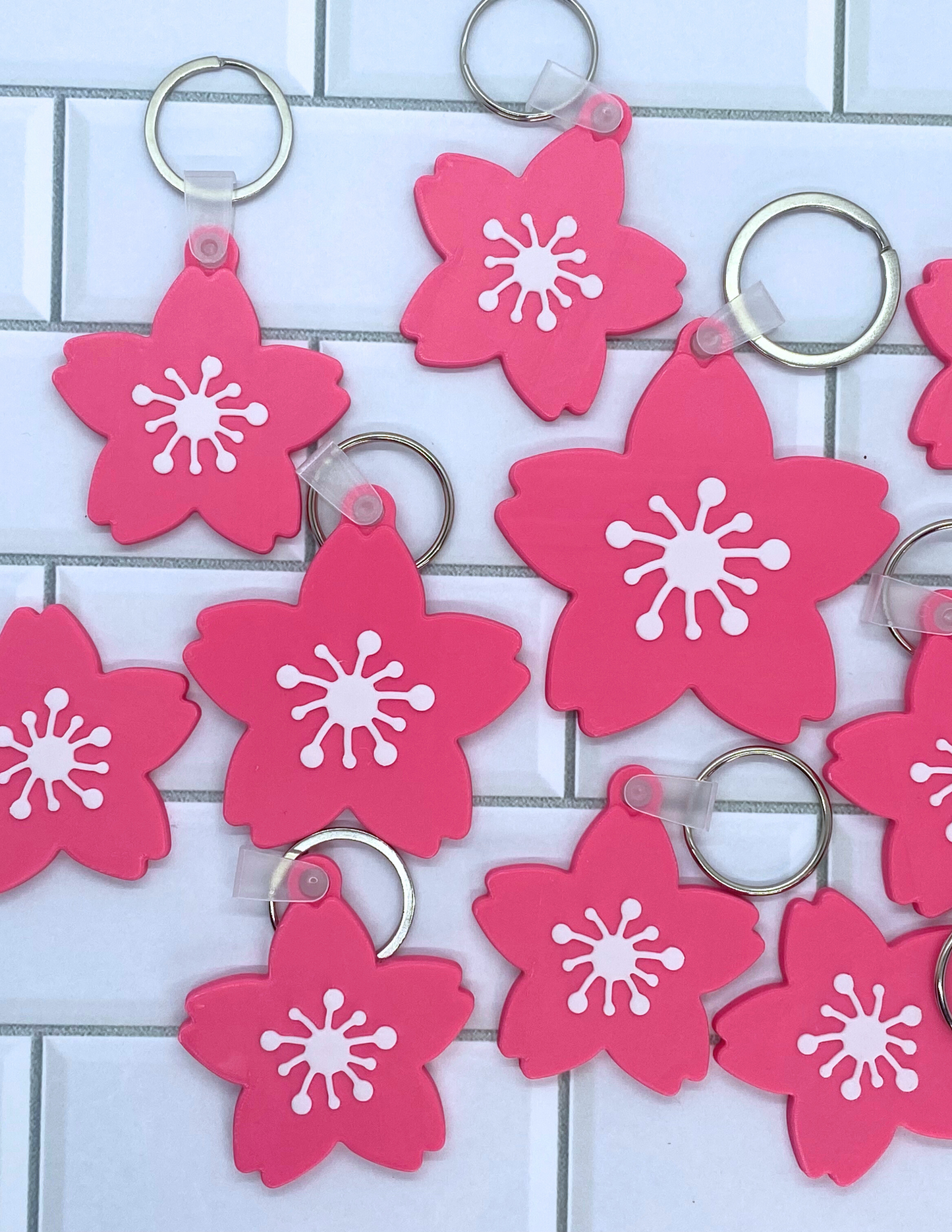 Cherry Blossom NFC Keychain – Physical 3D Printed Key Ring, Smart Contactless Tag for Sharing Links, Info & More