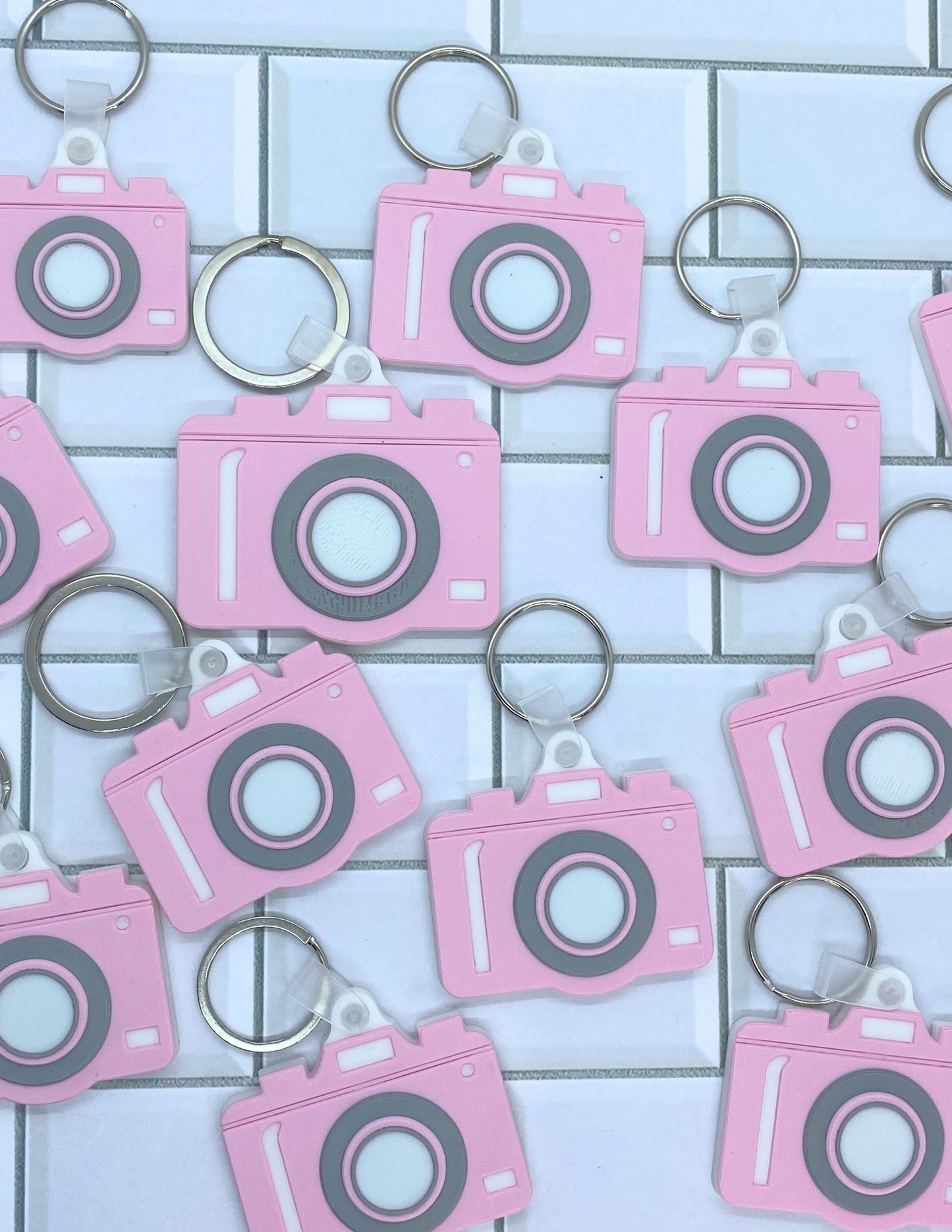 Pink Camera NFC Keychain – Physical 3D Printed Key Ring, Smart Contactless Tag for Sharing Links, Info & More