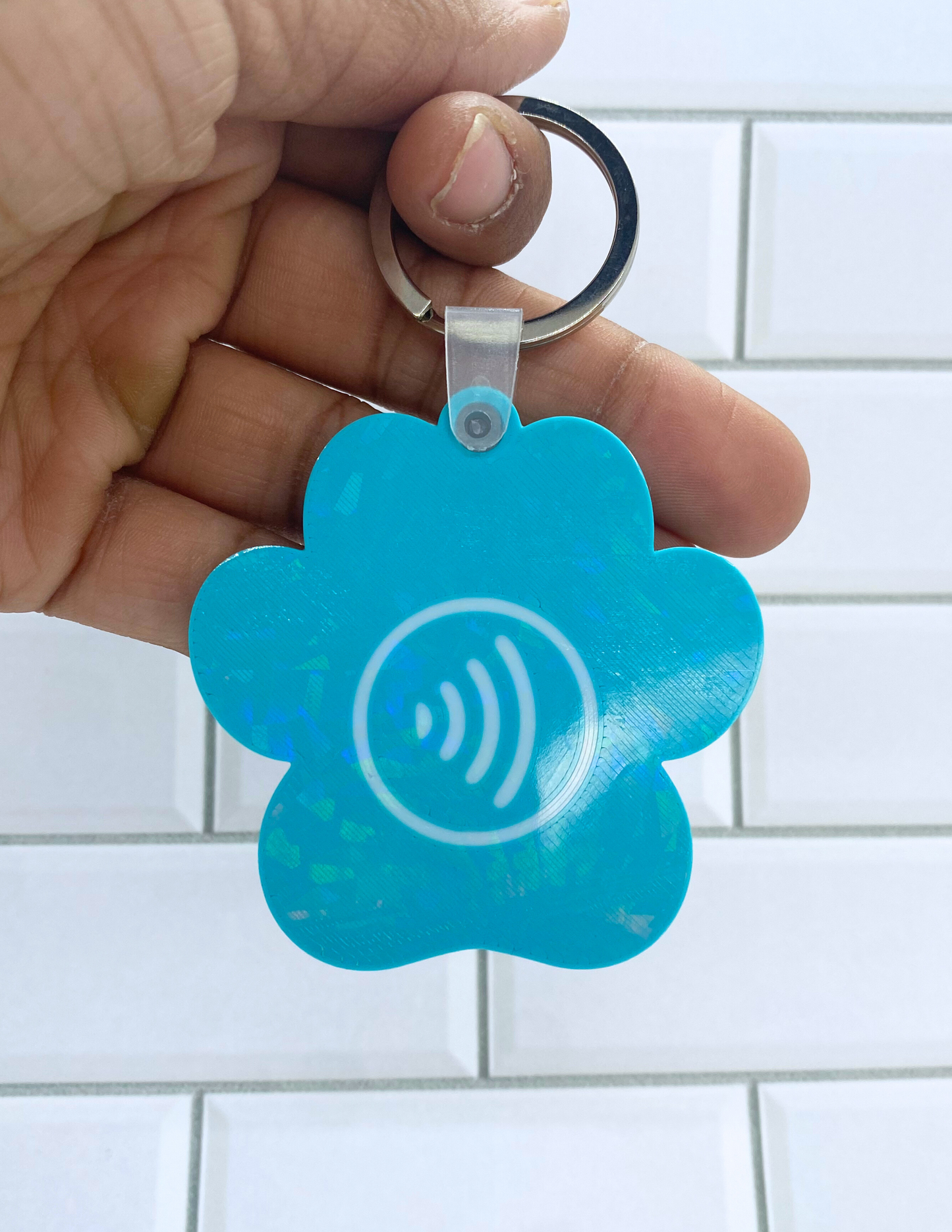 Puppy Paw Print NFC Keychain – Physical 3D Printed Key Ring, Smart Contactless Tag for Sharing Links, Info & More