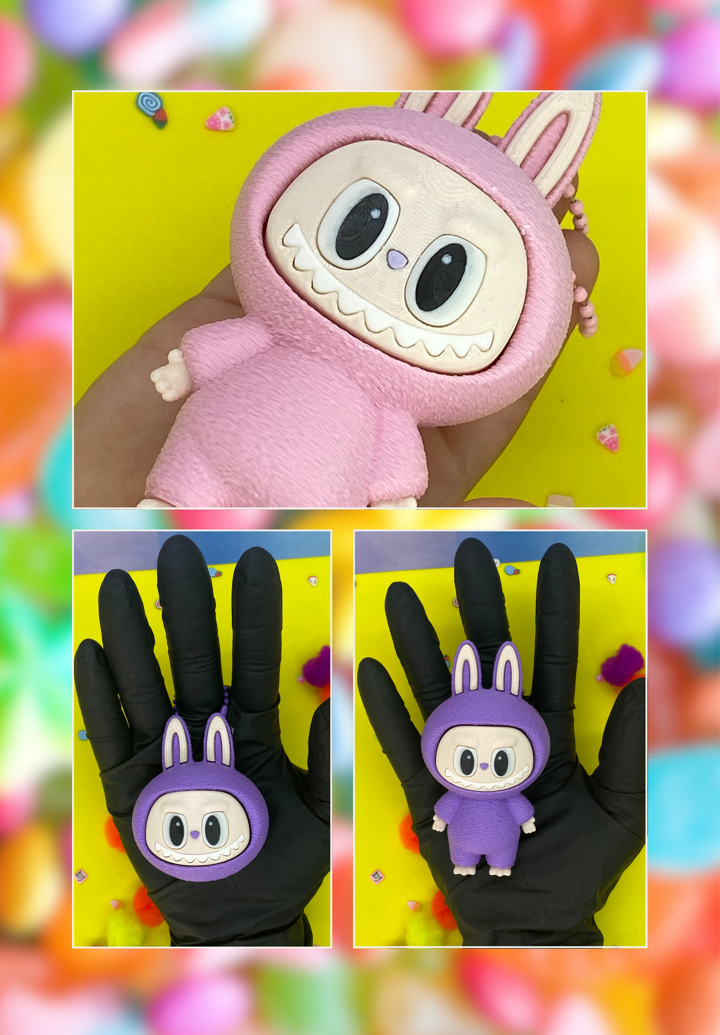 Customizable Labubu Fidget Toy – Articulated Clicker Keychain | Full Body or Head Only | Glow-in-the-Dark Sensory Toy
