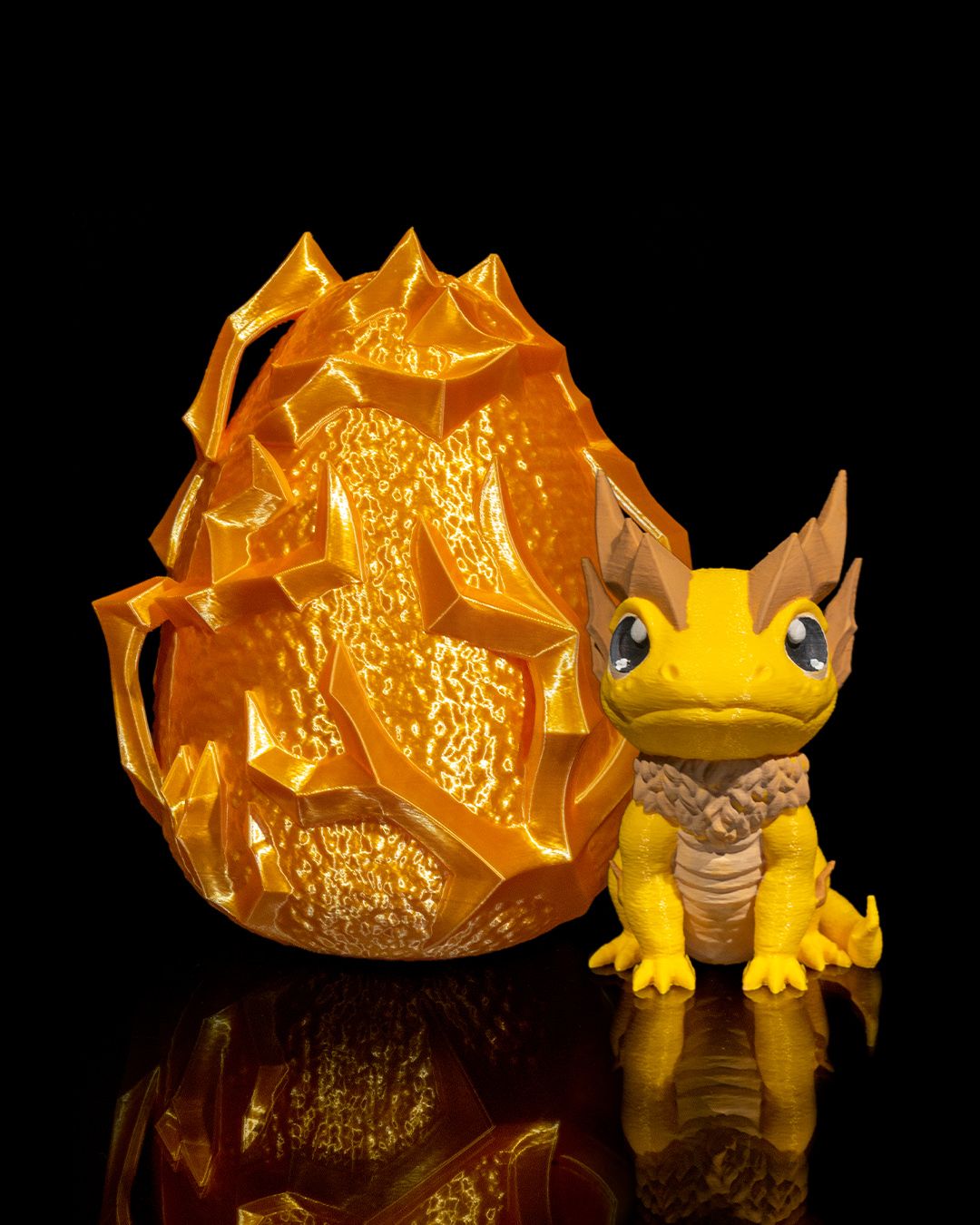 Fantasy Lightning Baby Dragon with Crystal Egg – Handcrafted Collectible Figurine Set