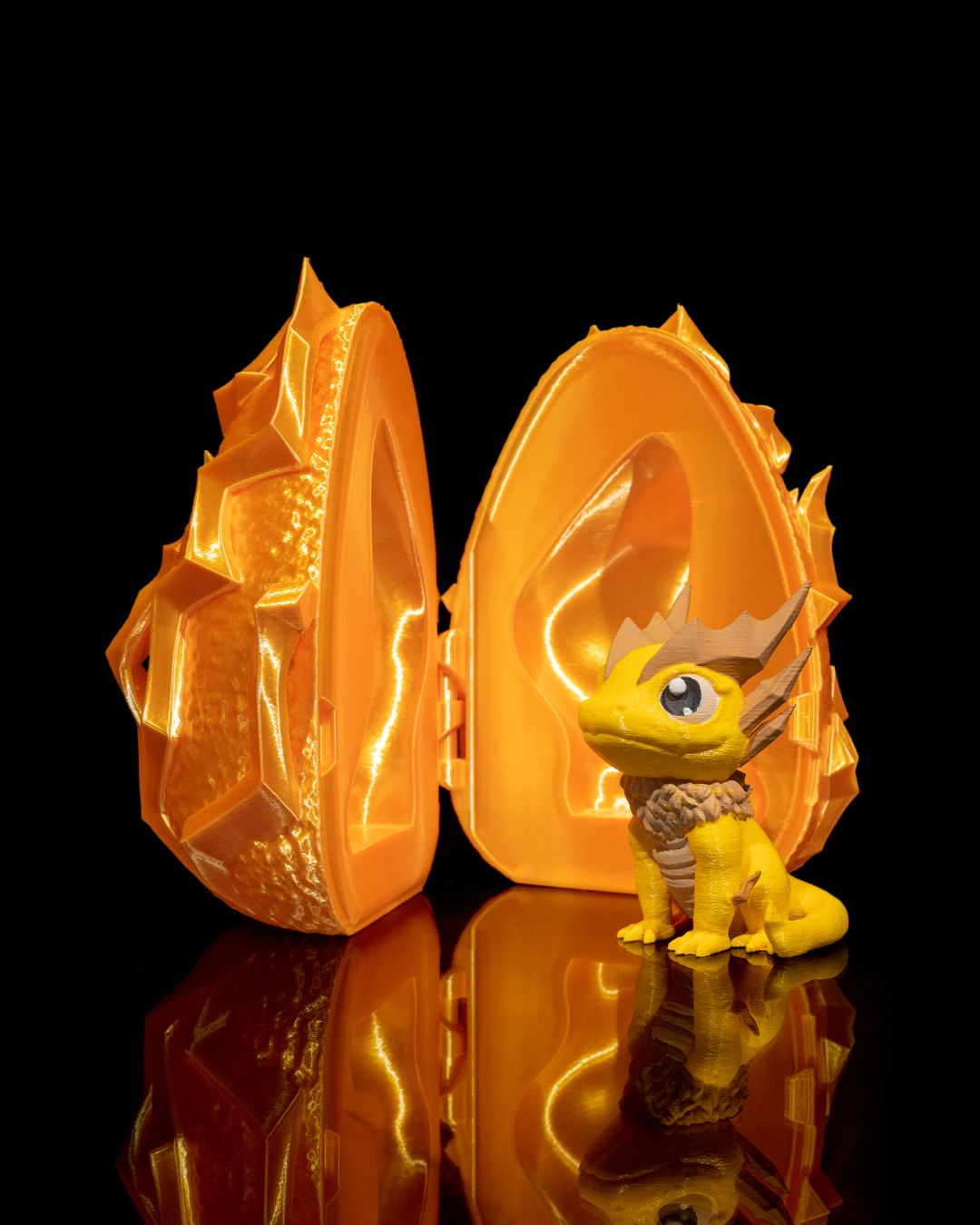 Fantasy Lightning Baby Dragon with Crystal Egg – Handcrafted Collectible Figurine Set