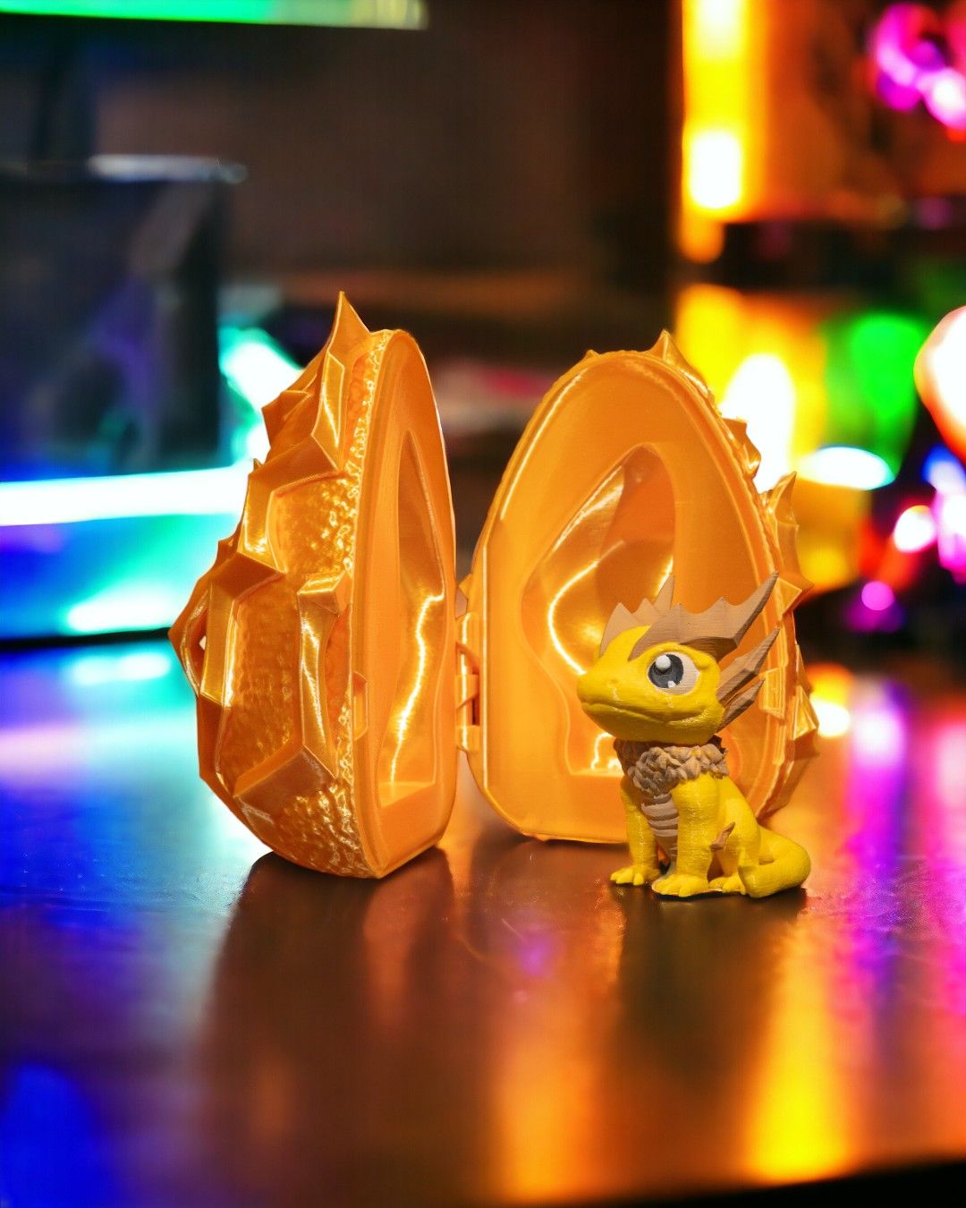Fantasy Lightning Baby Dragon with Crystal Egg – Handcrafted Collectible Figurine Set