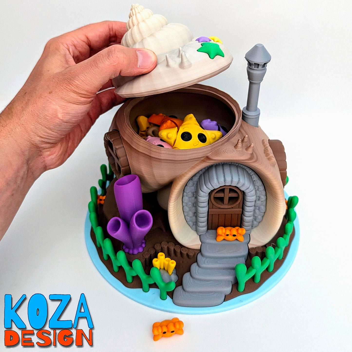 Undersea Crab Cove – 3D Printed Coral Reef Decor & Fidget Toy | Small or Large | DIY or Preassemble