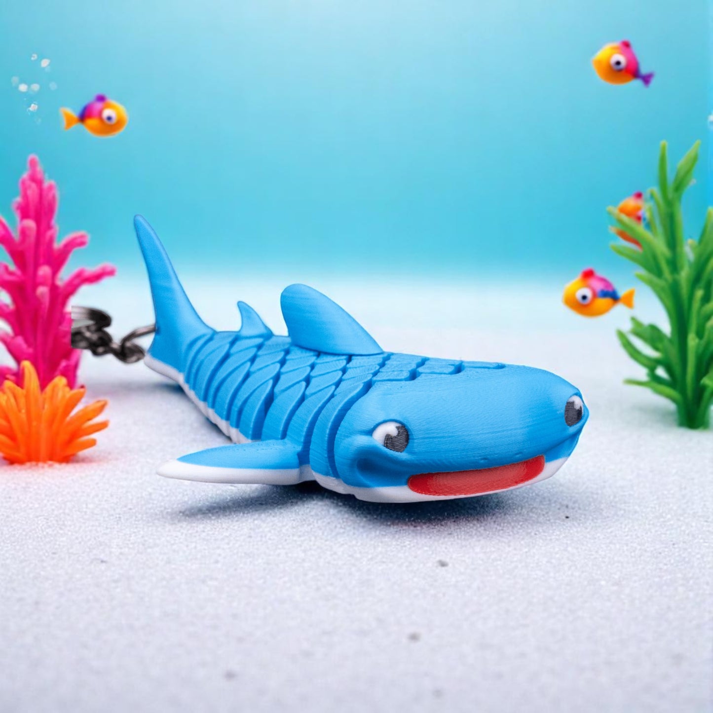 Mark the Whale Shark – 3D Printed Mesh Fidget Toy | Articulated Ocean Desk Pet | Sea Creature Collectible