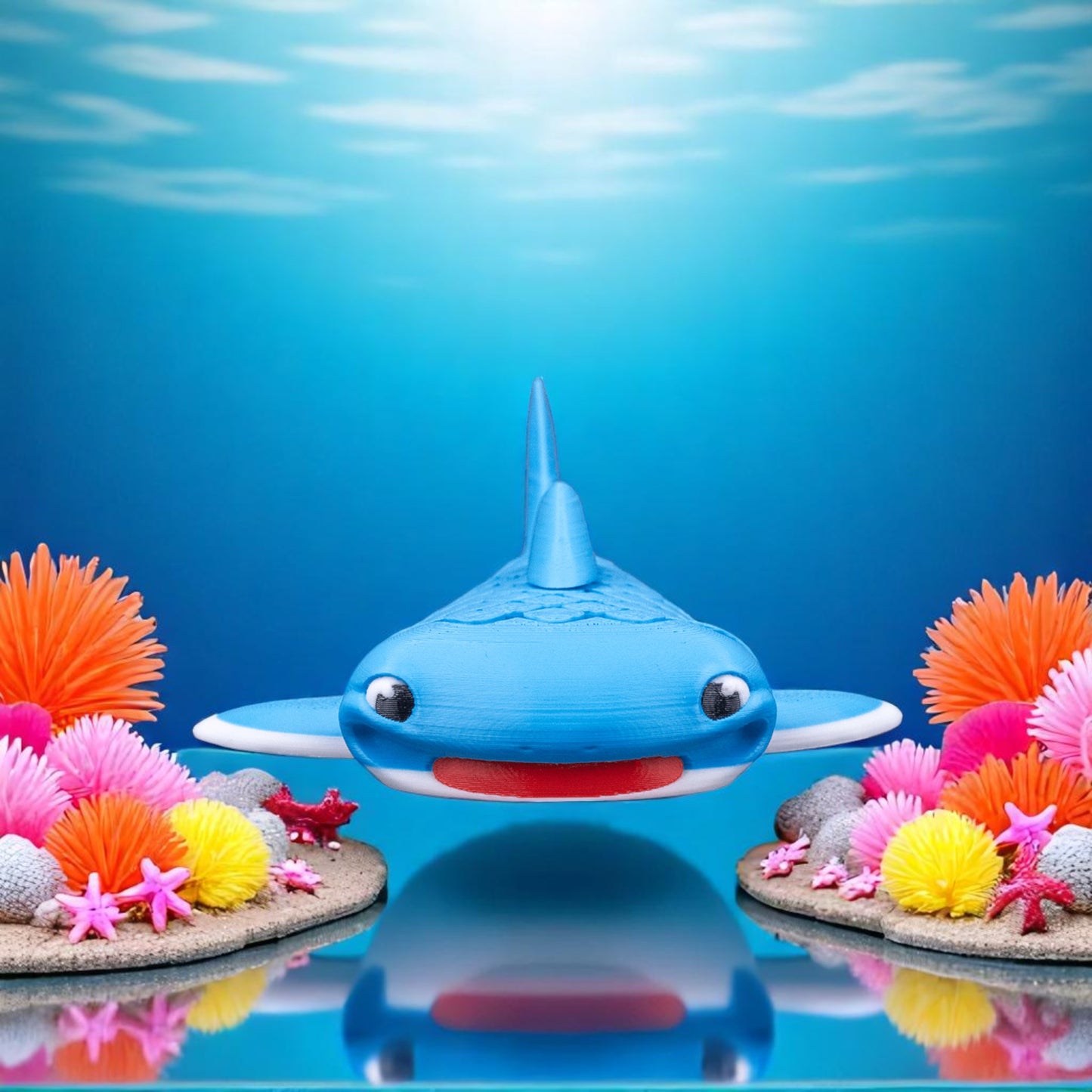 Mark the Whale Shark – 3D Printed Mesh Fidget Toy | Articulated Ocean Desk Pet | Sea Creature Collectible
