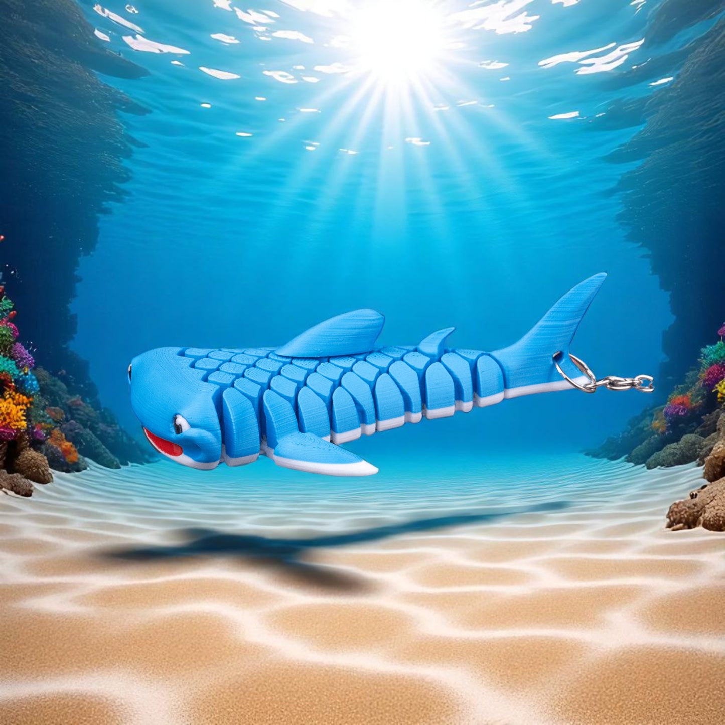 Mark the Whale Shark – 3D Printed Mesh Fidget Toy | Articulated Ocean Desk Pet | Sea Creature Collectible