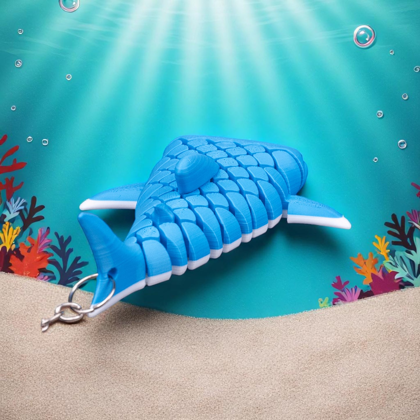 Mark the Whale Shark – 3D Printed Mesh Fidget Toy | Articulated Ocean Desk Pet | Sea Creature Collectible