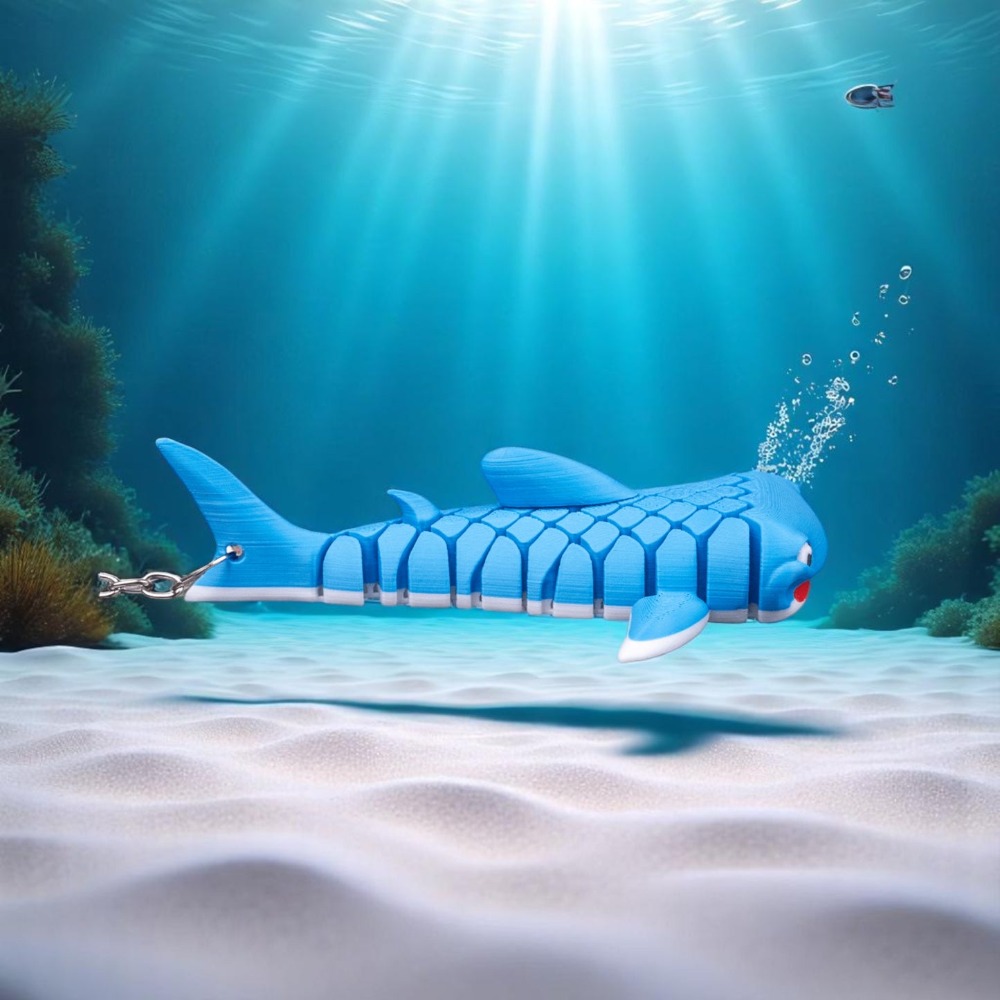 Mark the Whale Shark – 3D Printed Mesh Fidget Toy | Articulated Ocean Desk Pet | Sea Creature Collectible