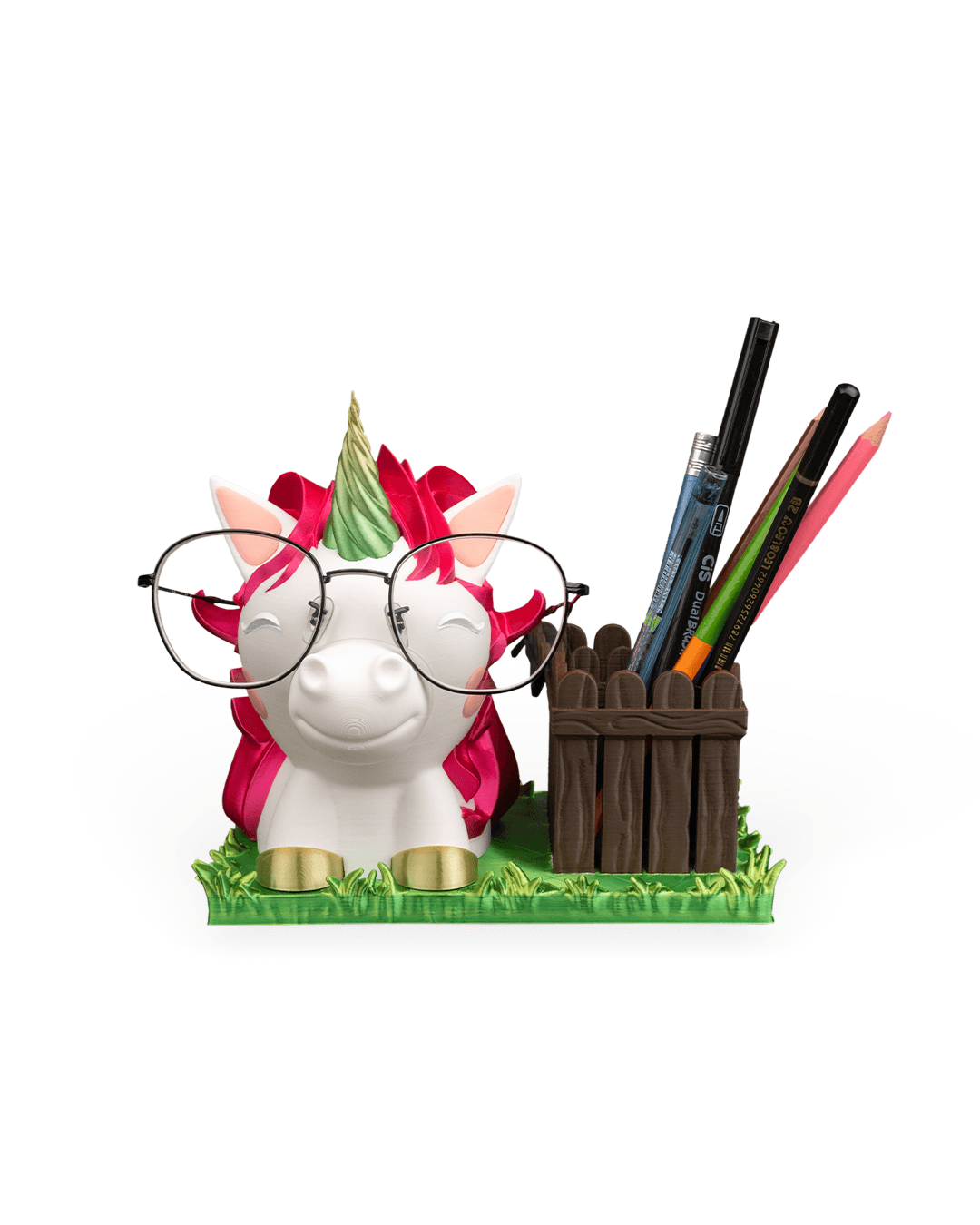Ms. Unicorn glasses and pen holder