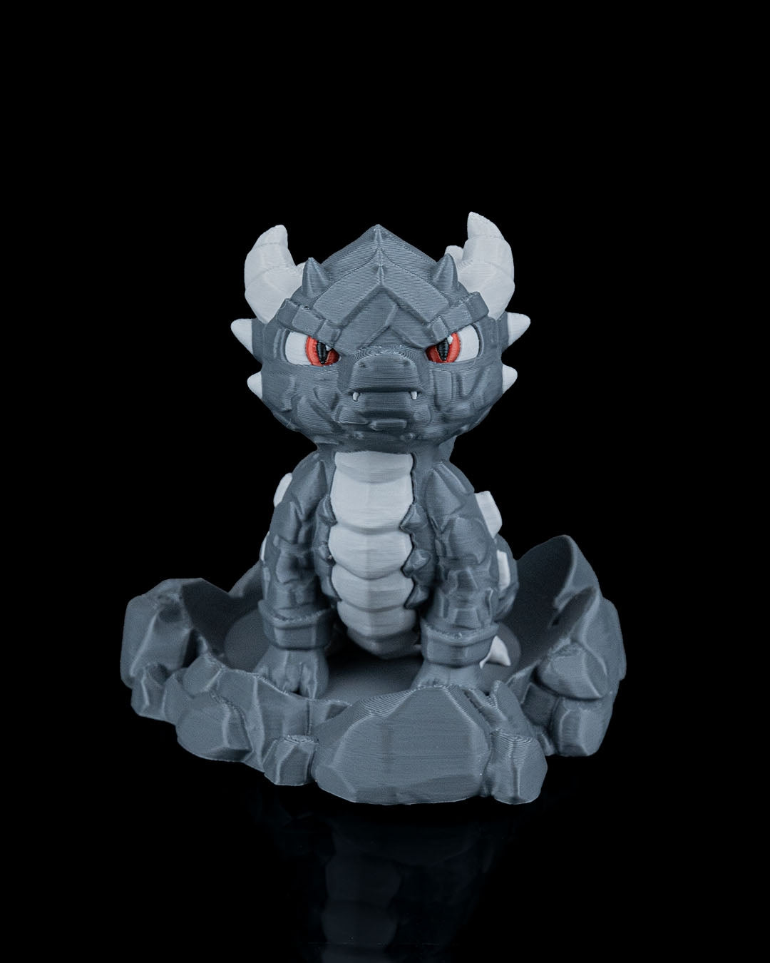 Rocky Baby Dragon and Crystal Egg Set – Handcrafted Fantasy Figurines – 10cm Dragon - 15cm Egg – Unique Collectible