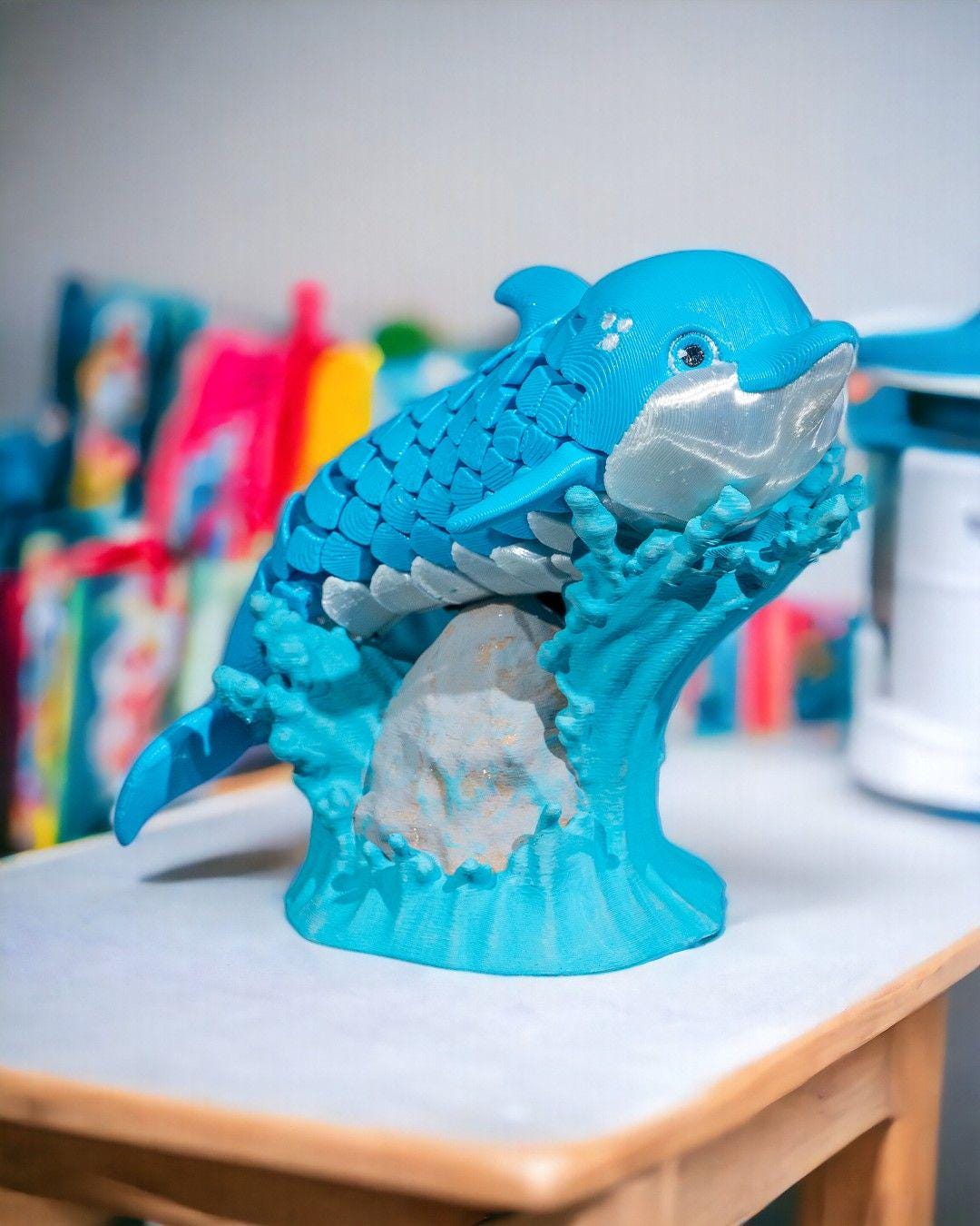 Dennis the Dolphin - Articulated Sea Creature Fidget Toy | Poseable Dolphin