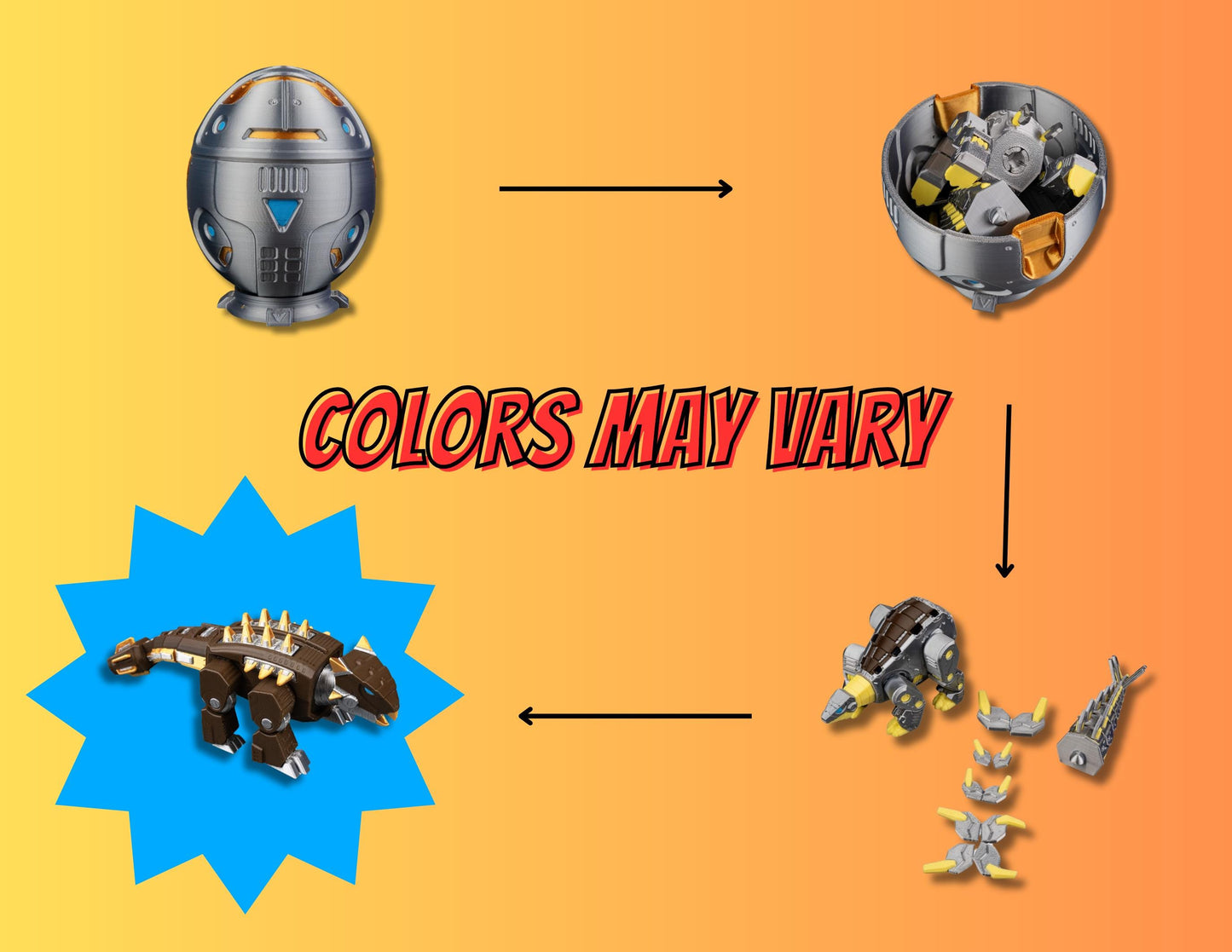 Mystery Robot Dino Surprise Egg – 3D Printed Articulated Dinosaur Toy, Collectible DIY Puzzle, STEM Gift for Kids & Dino Fans