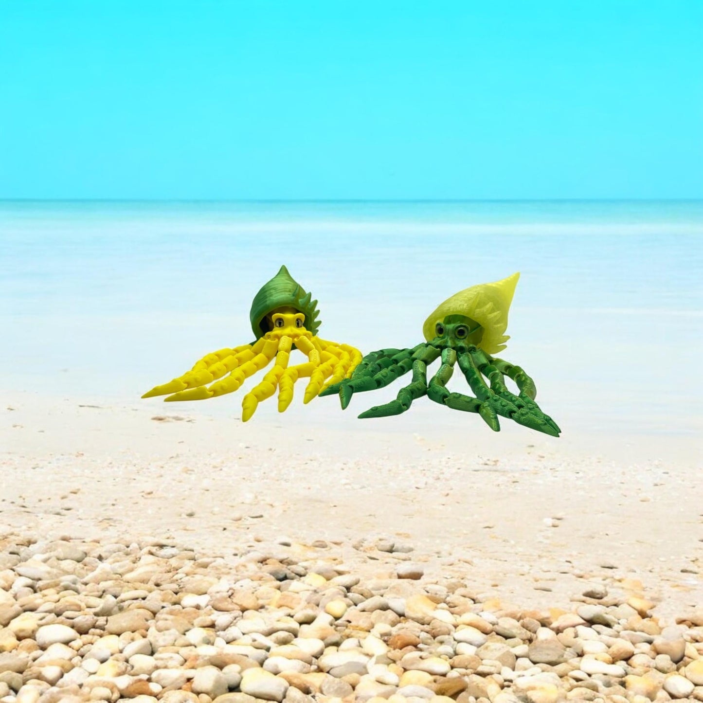 Finn the Squid – 3D Printed Ocean Companion| Squid with Shell| Dual Tri-Colored