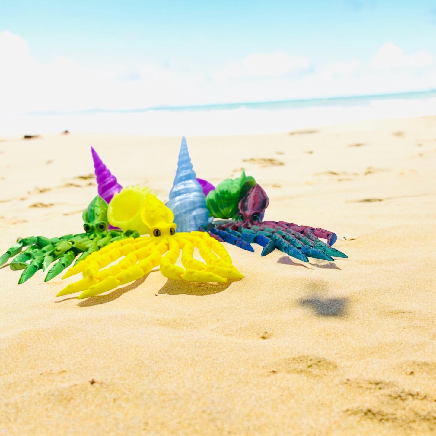 Finn the Squid – 3D Printed Ocean Companion| Squid with Shell| Dual Tri-Colored