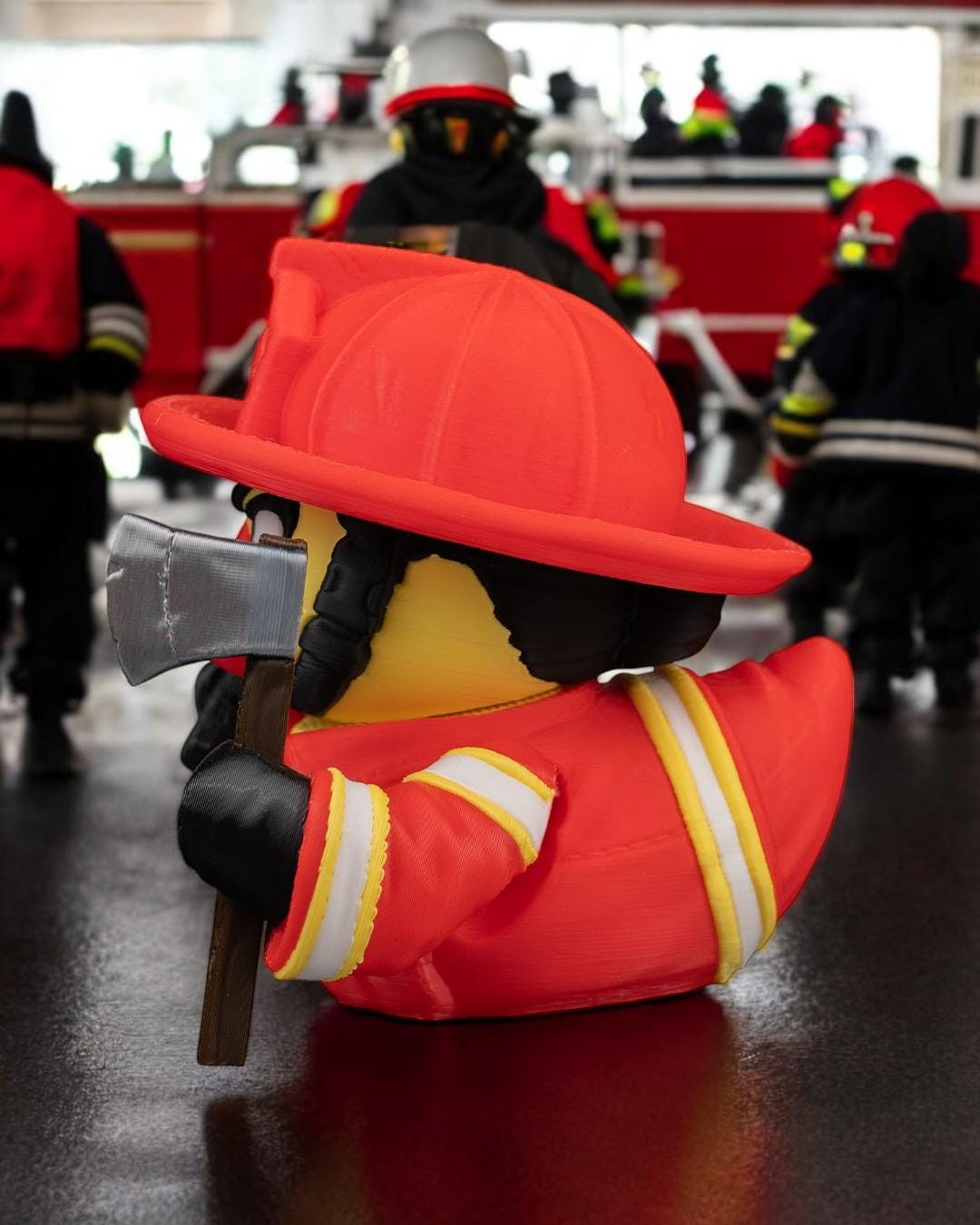 FireFeather – 3D Printed Articulated Duck Figurine | Funny Collectible for Jeep Owners & Duck Lovers | Firefighter Gift