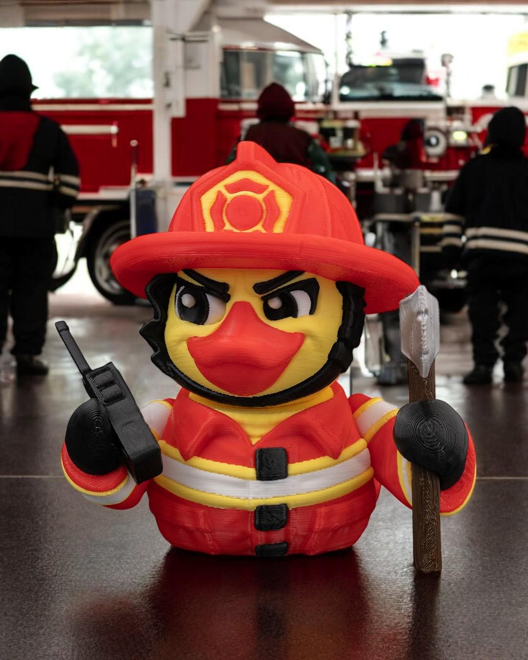 FireFeather – 3D Printed Articulated Duck Figurine | Funny Collectible for Jeep Owners & Duck Lovers | Firefighter Gift