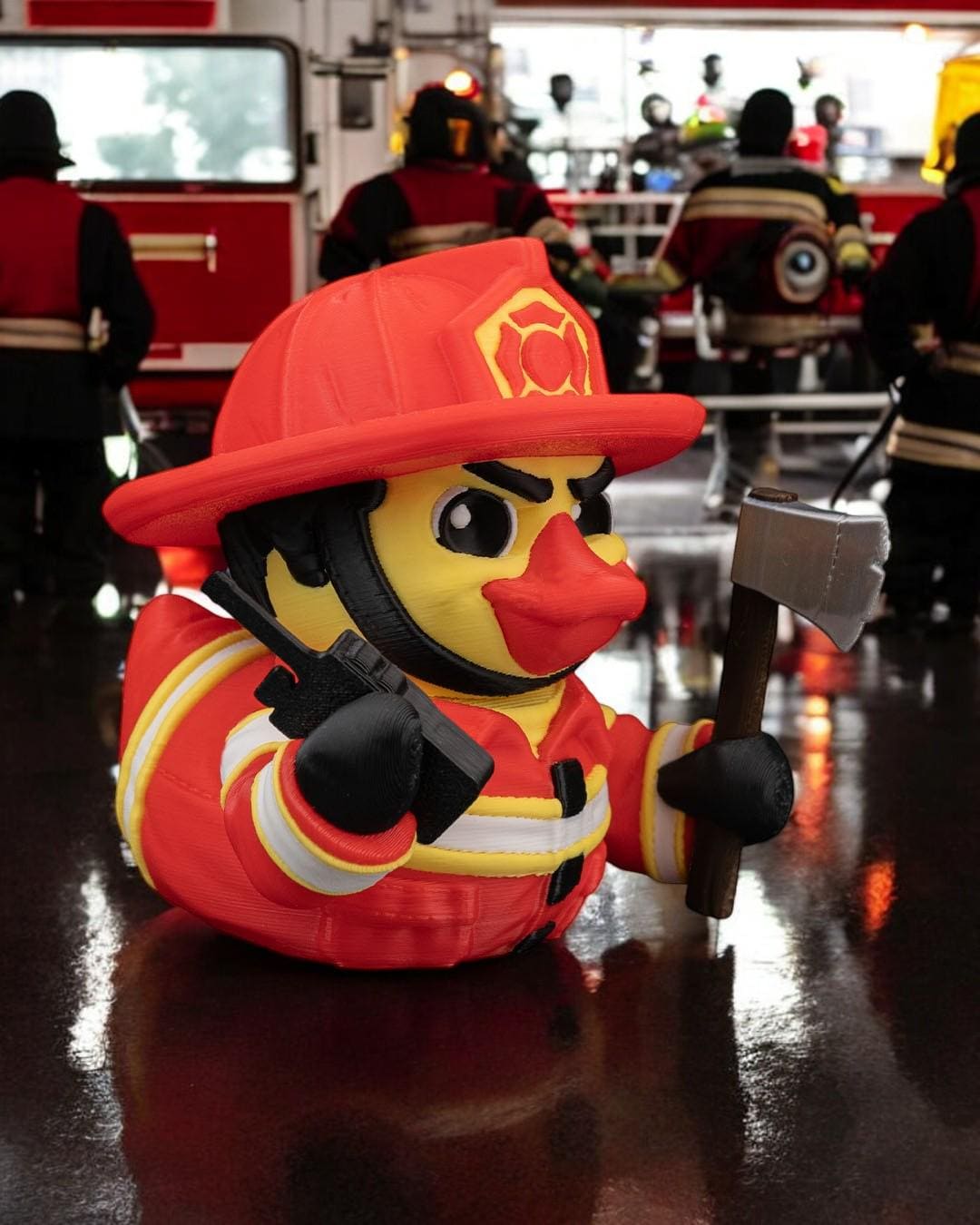FireFeather – 3D Printed Articulated Duck Figurine | Funny Collectible for Jeep Owners & Duck Lovers | Firefighter Gift