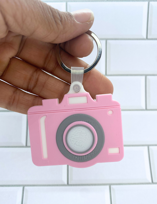 Pink Camera NFC Keychain – Physical 3D Printed Key Ring, Smart Contactless Tag for Sharing Links, Info & More