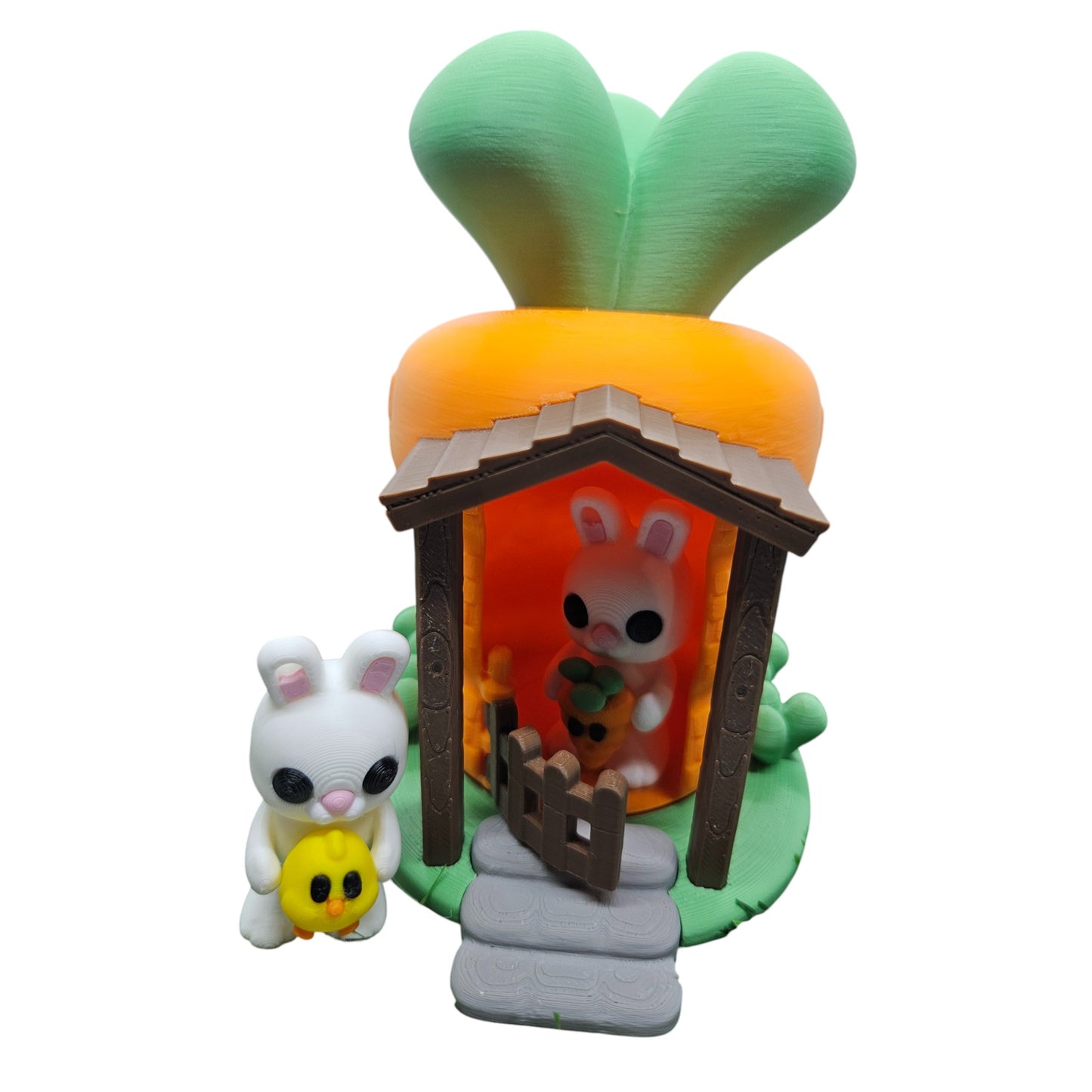 Mini DIY Carrot House Playset – Comes with Bunny & 4 Cute Buddies, Build or Preassembled Option