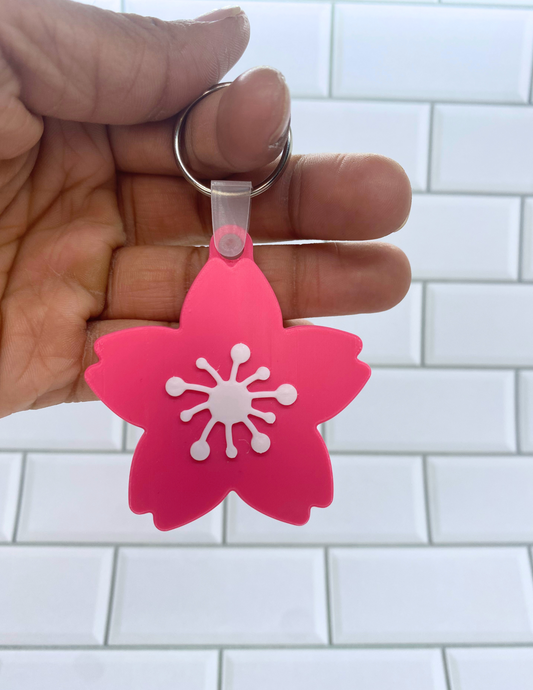 Cherry Blossom NFC Keychain – Physical 3D Printed Key Ring, Smart Contactless Tag for Sharing Links, Info & More
