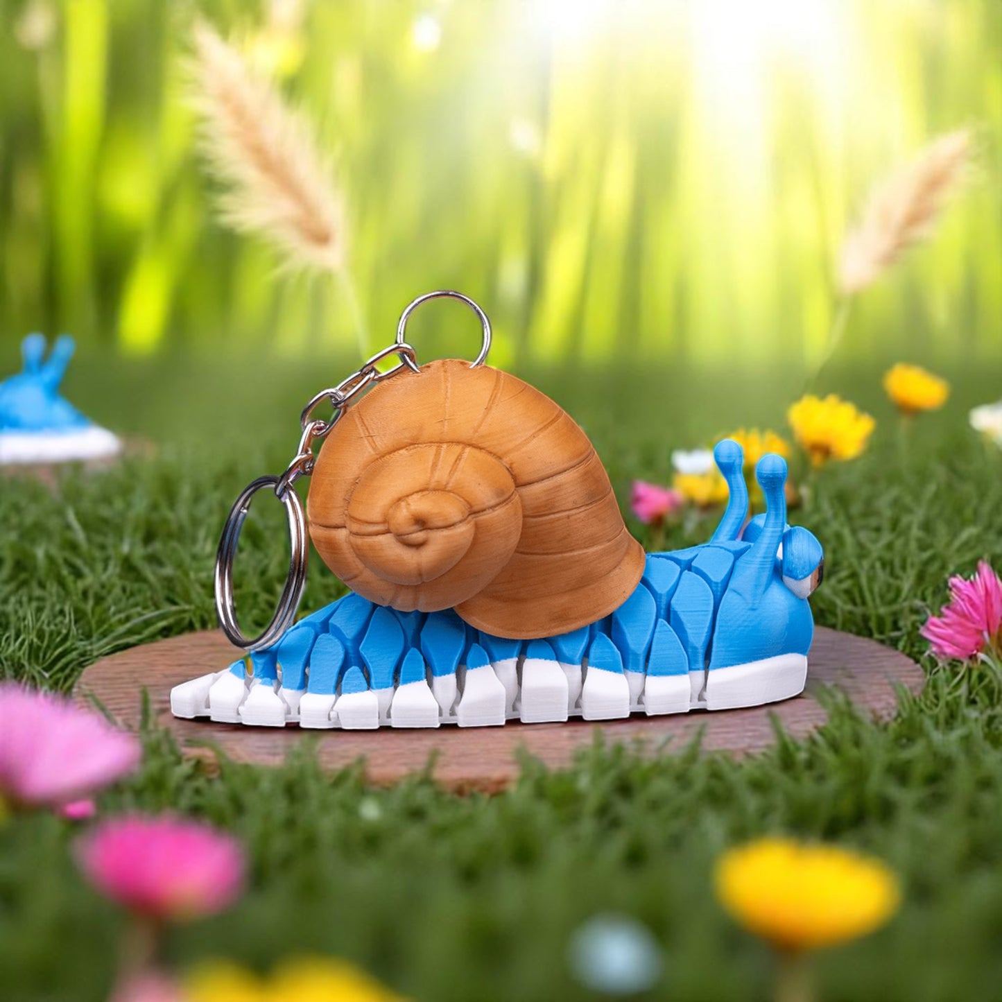 Abigail the Snail – 3D Printed Articulated Mesh Snail Keychain | Sensory Fidget Toy & Cute Desk Pet