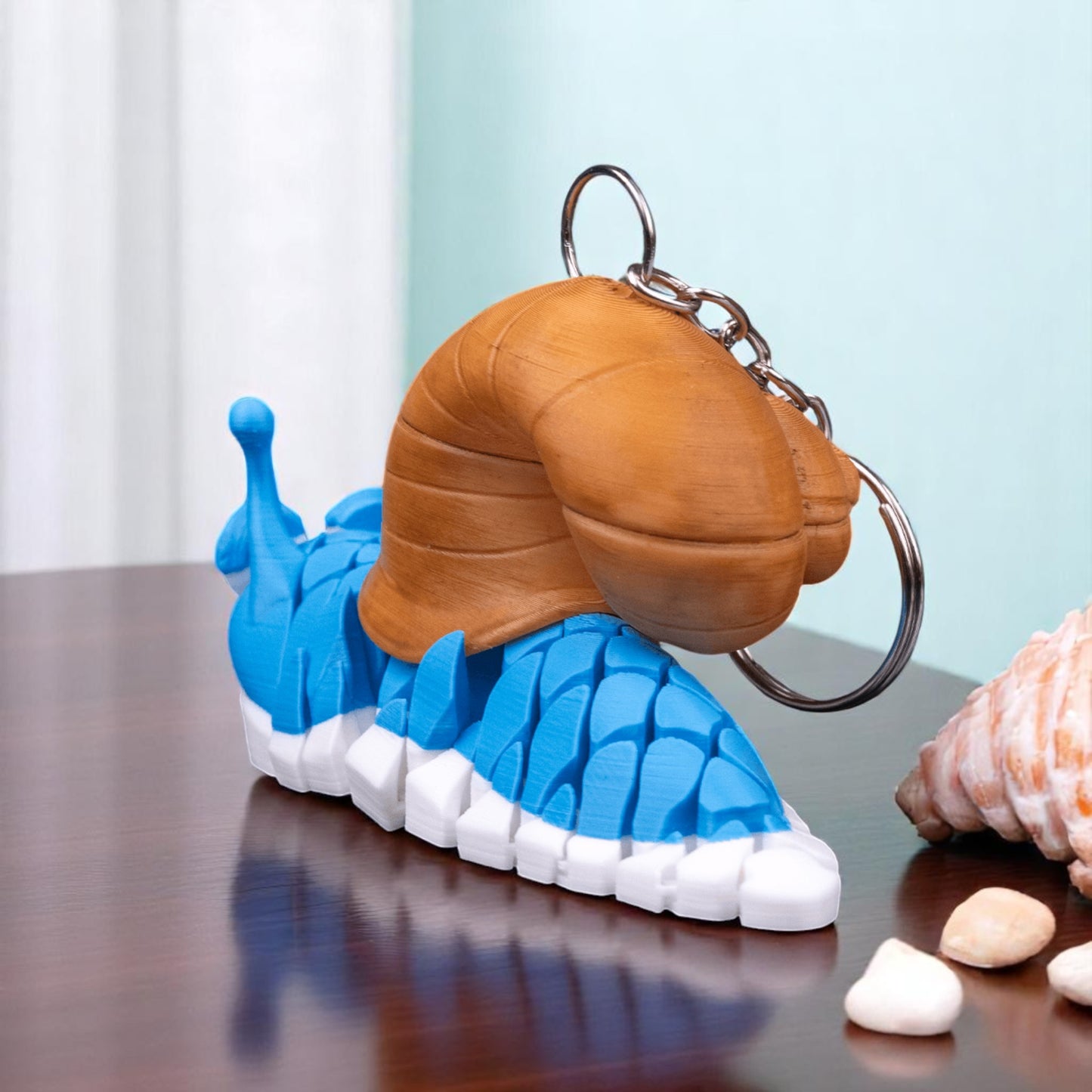 Abigail the Snail – 3D Printed Articulated Mesh Snail Keychain | Sensory Fidget Toy & Cute Desk Pet