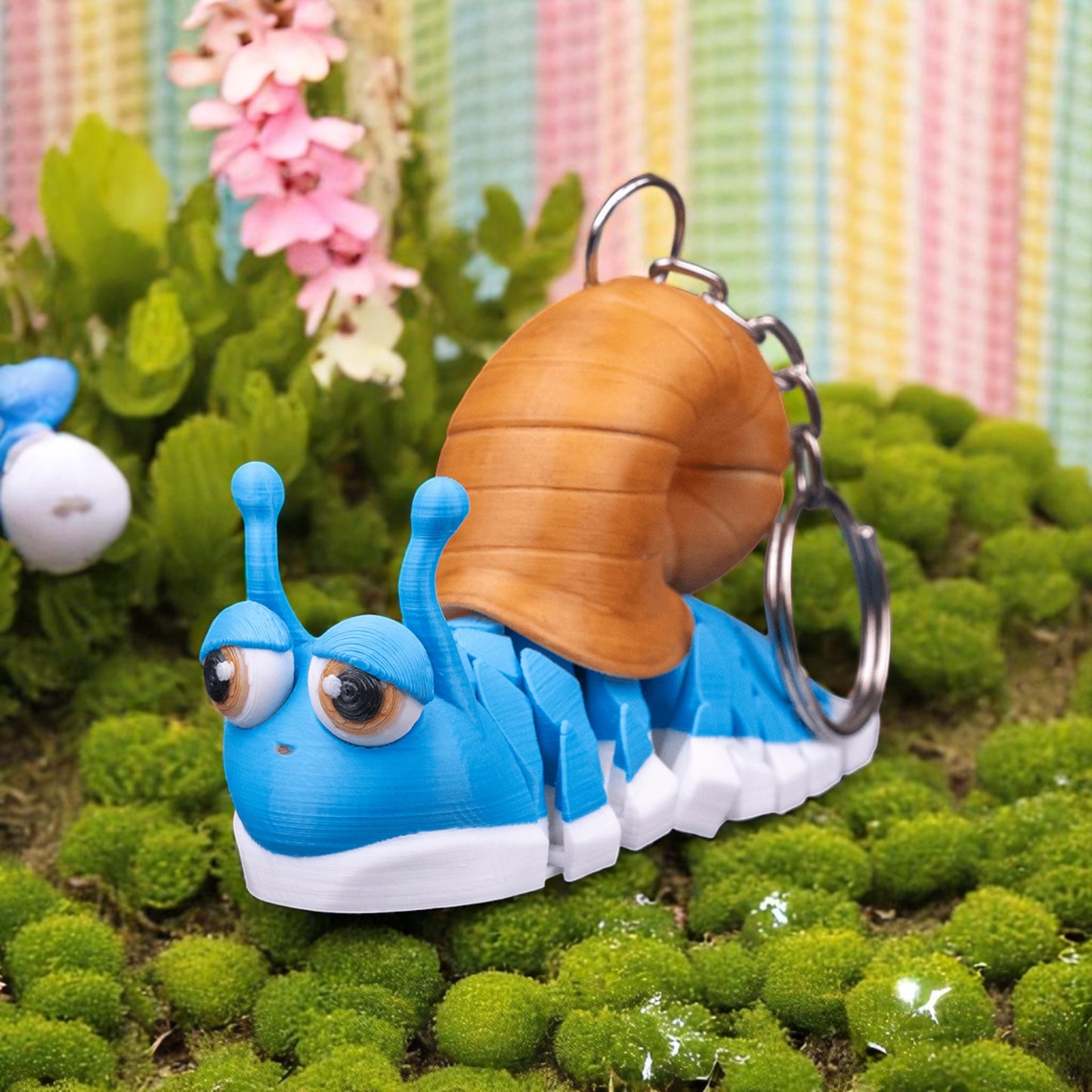 Abigail the Snail – 3D Printed Articulated Mesh Snail Keychain | Sensory Fidget Toy & Cute Desk Pet