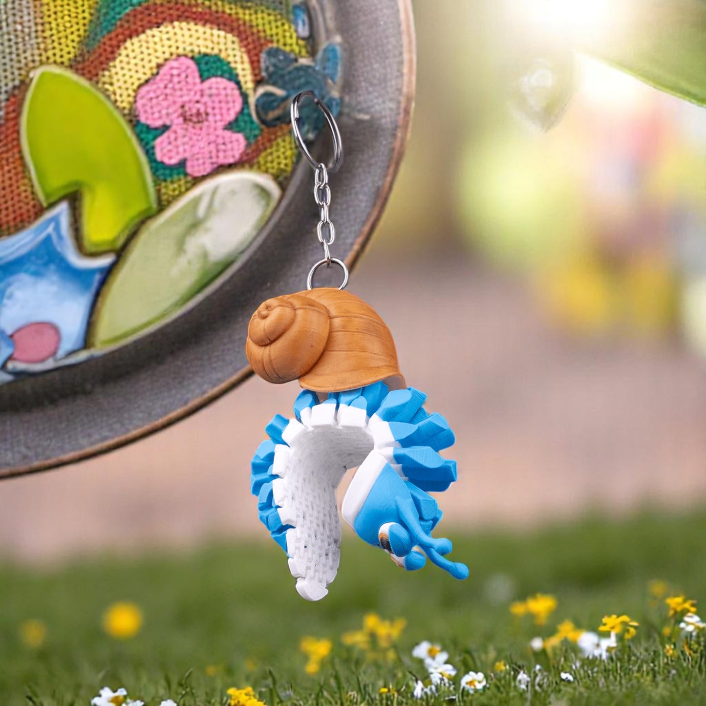 Abigail the Snail – 3D Printed Articulated Mesh Snail Keychain | Sensory Fidget Toy & Cute Desk Pet