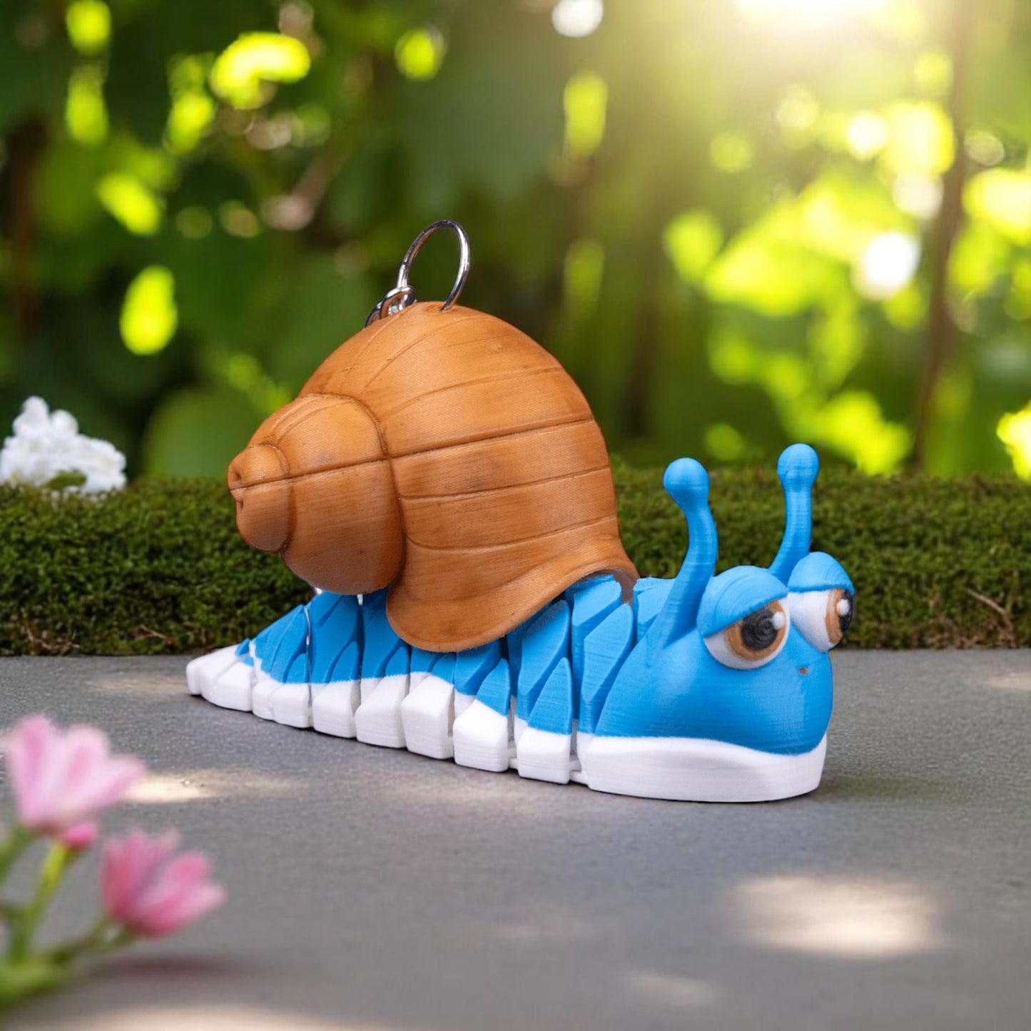 Abigail the Snail – 3D Printed Articulated Mesh Snail Keychain | Sensory Fidget Toy & Cute Desk Pet