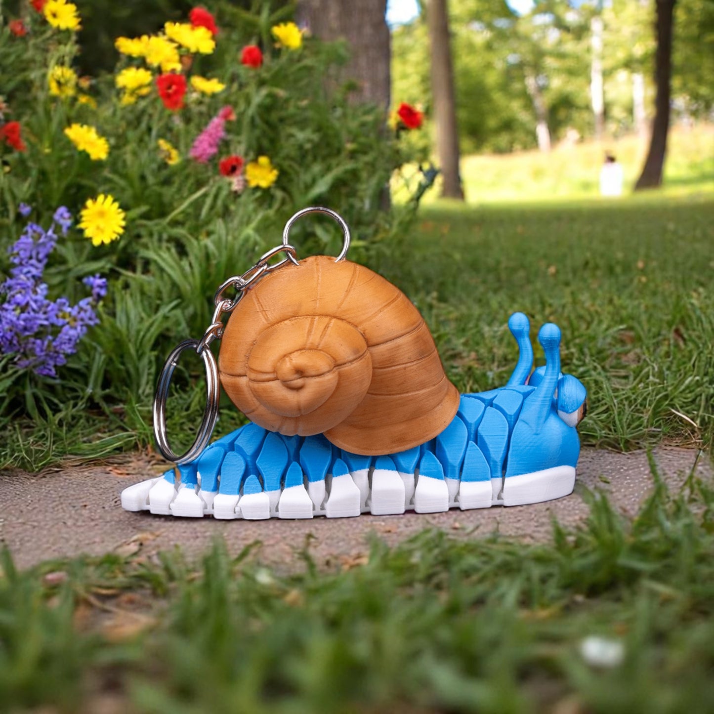 Abigail the Snail – 3D Printed Articulated Mesh Snail Keychain | Sensory Fidget Toy & Cute Desk Pet