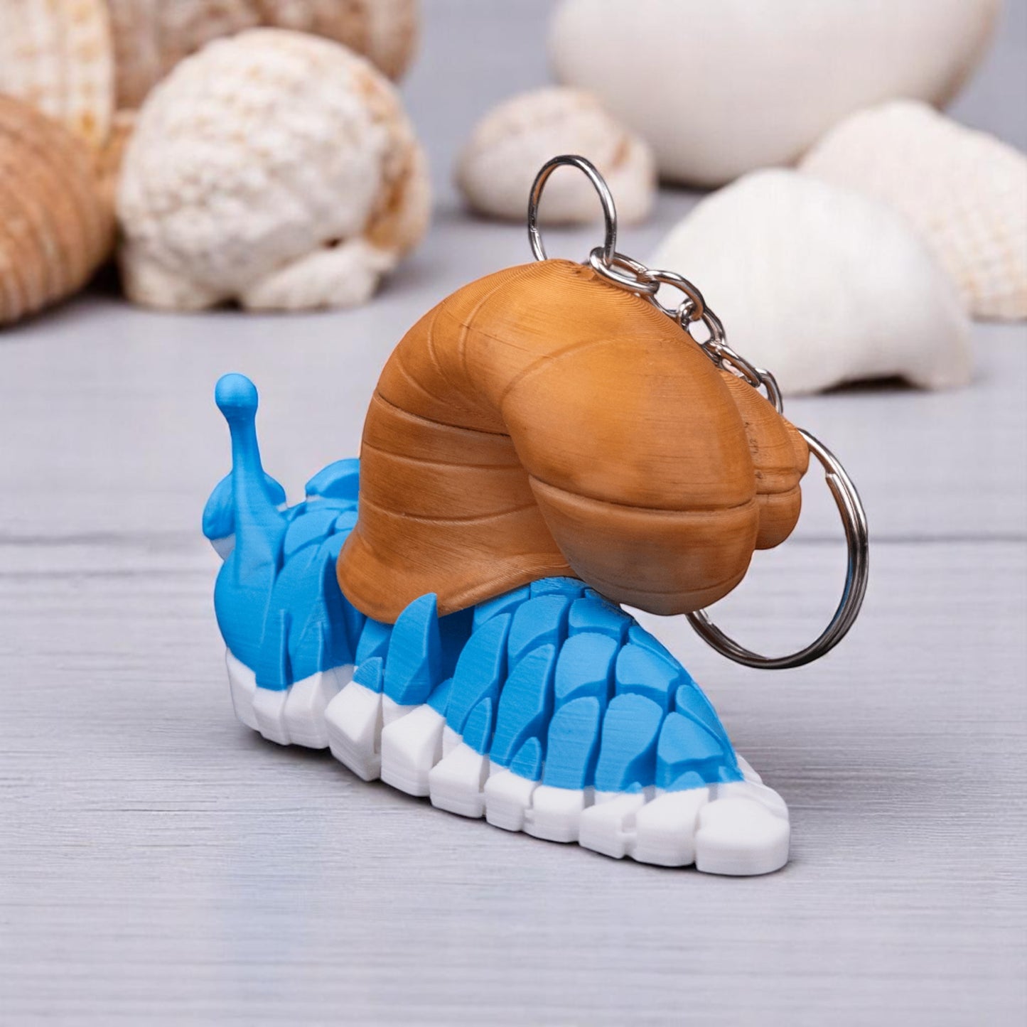 Abigail the Snail – 3D Printed Articulated Mesh Snail Keychain | Sensory Fidget Toy & Cute Desk Pet