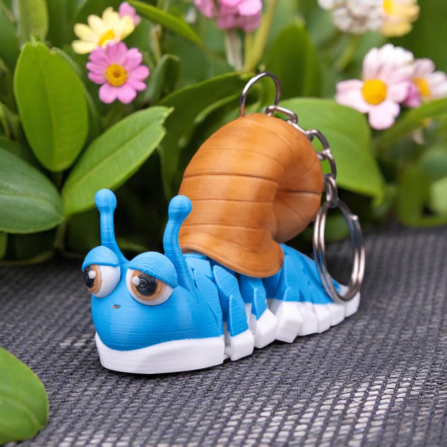 Abigail the Snail – 3D Printed Articulated Mesh Snail Keychain | Sensory Fidget Toy & Cute Desk Pet