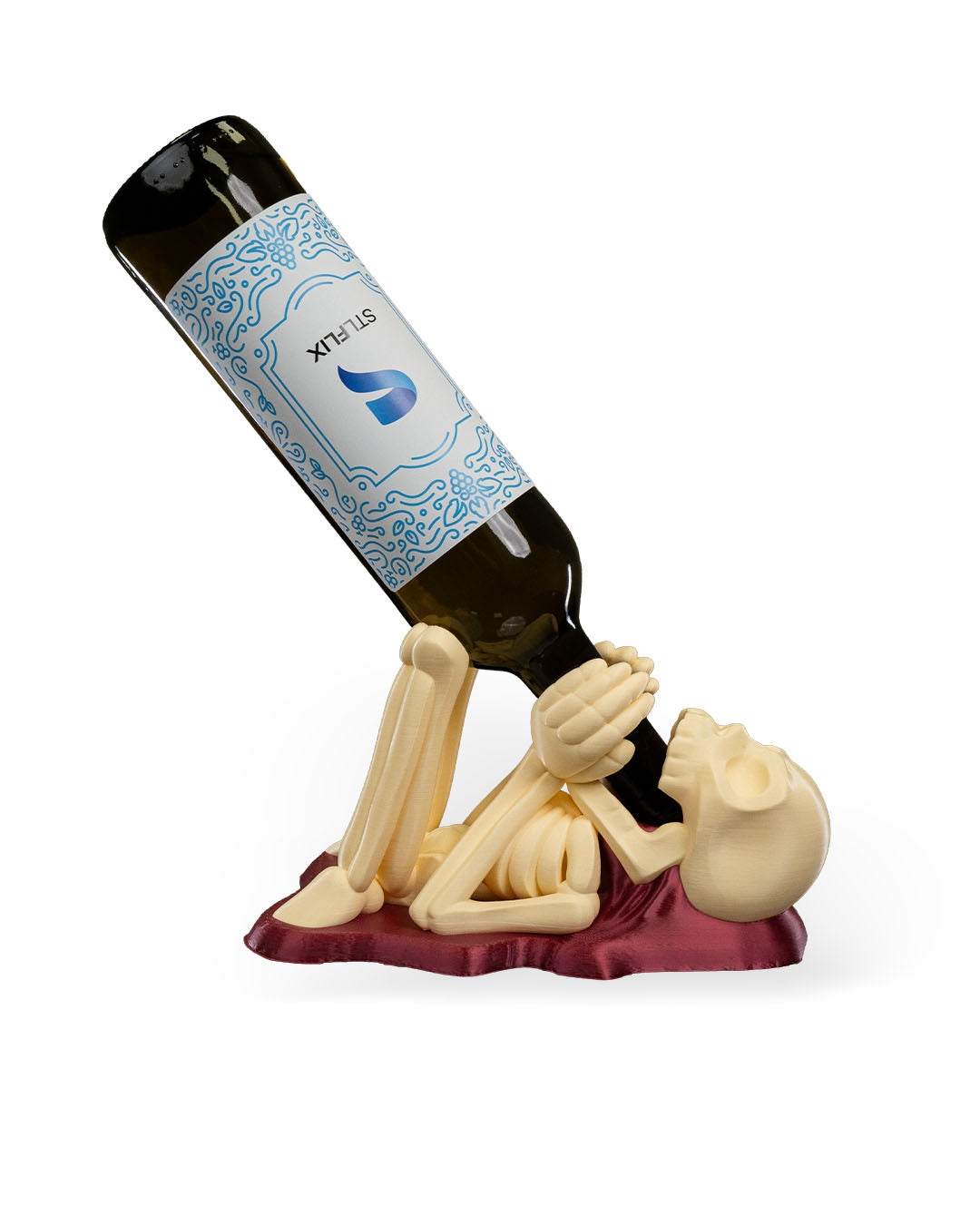 Porte-bouteilles de vin avec dos entièrement recouvert de vin 