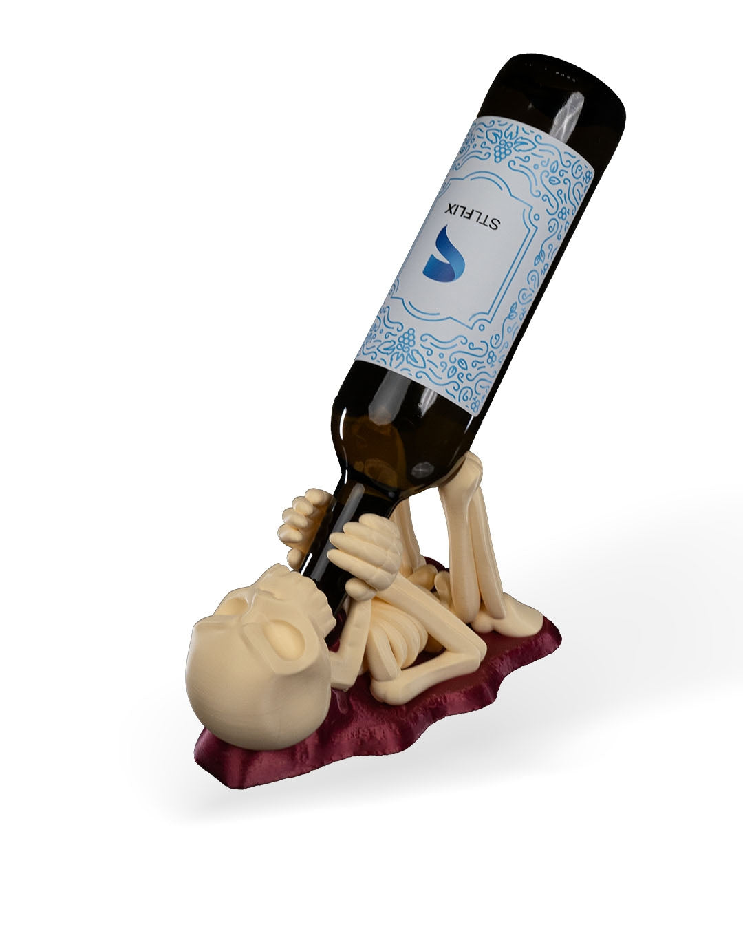 Porte-bouteilles de vin avec dos entièrement recouvert de vin 