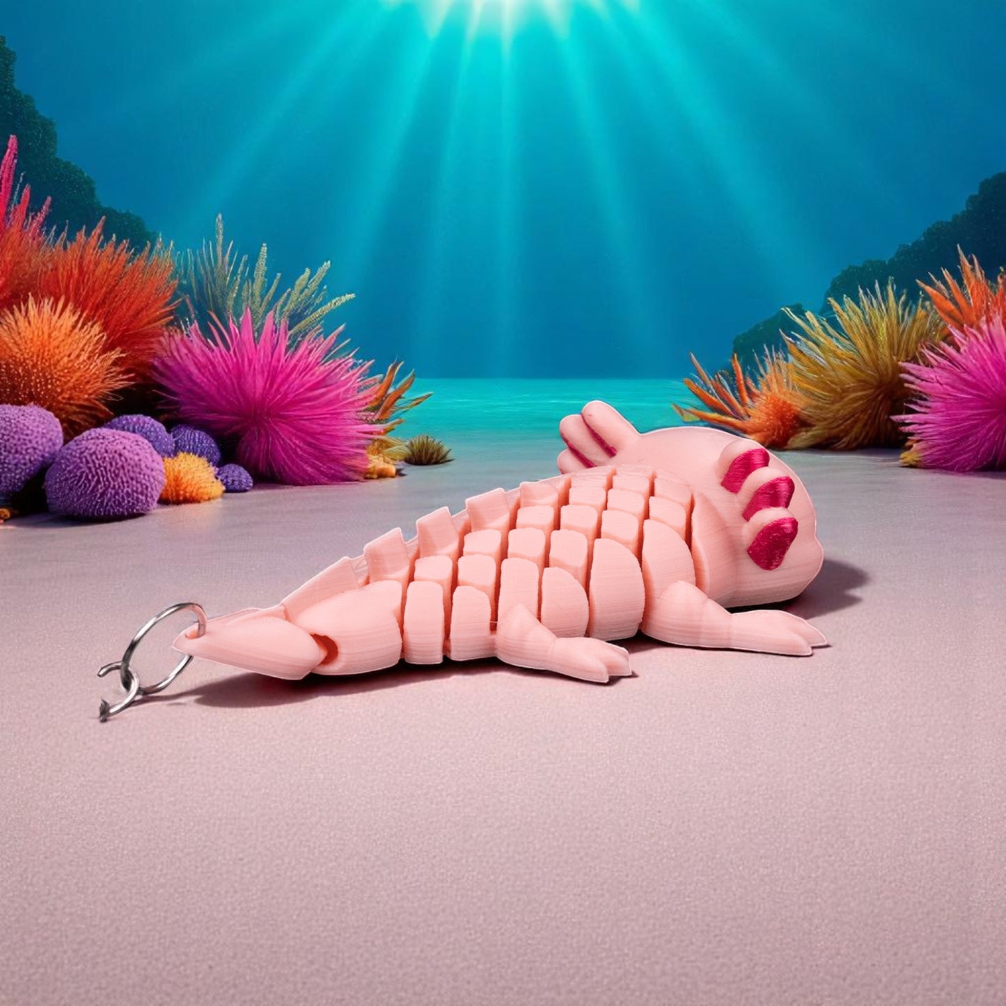 Ashley the Axolotl – Articulated Mesh Axolotl Toy | Tri-Color Flexi Creature