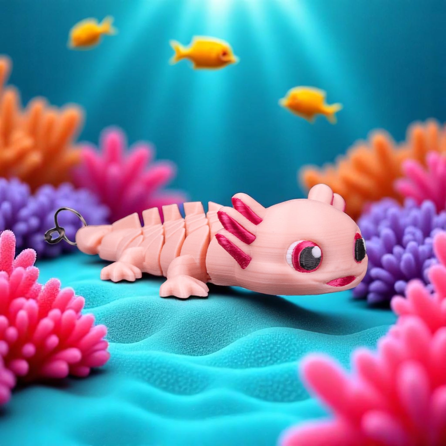 Ashley the Axolotl – Articulated Mesh Axolotl Toy | Tri-Color Flexi Creature
