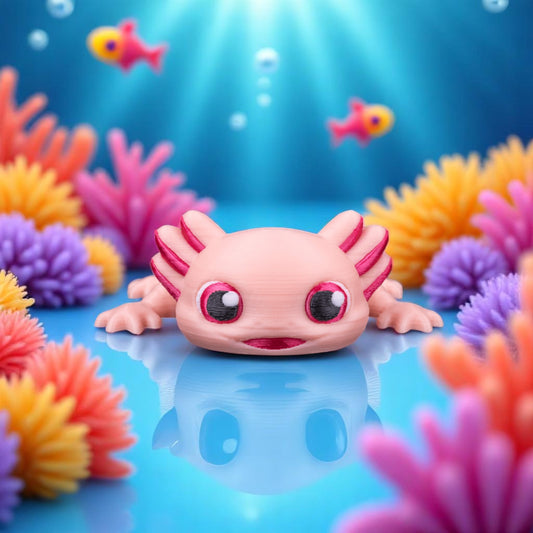 Ashley the Axolotl – Articulated Mesh Axolotl Toy | Tri-Color Flexi Creature