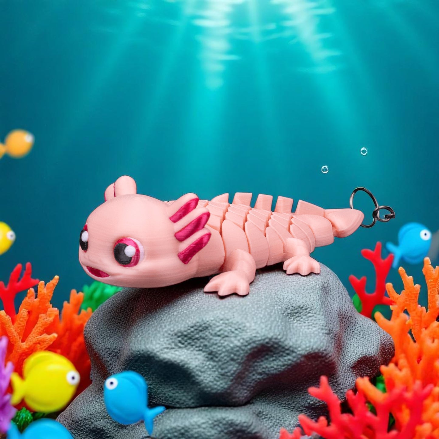 Ashley the Axolotl – Articulated Mesh Axolotl Toy | Tri-Color Flexi Creature