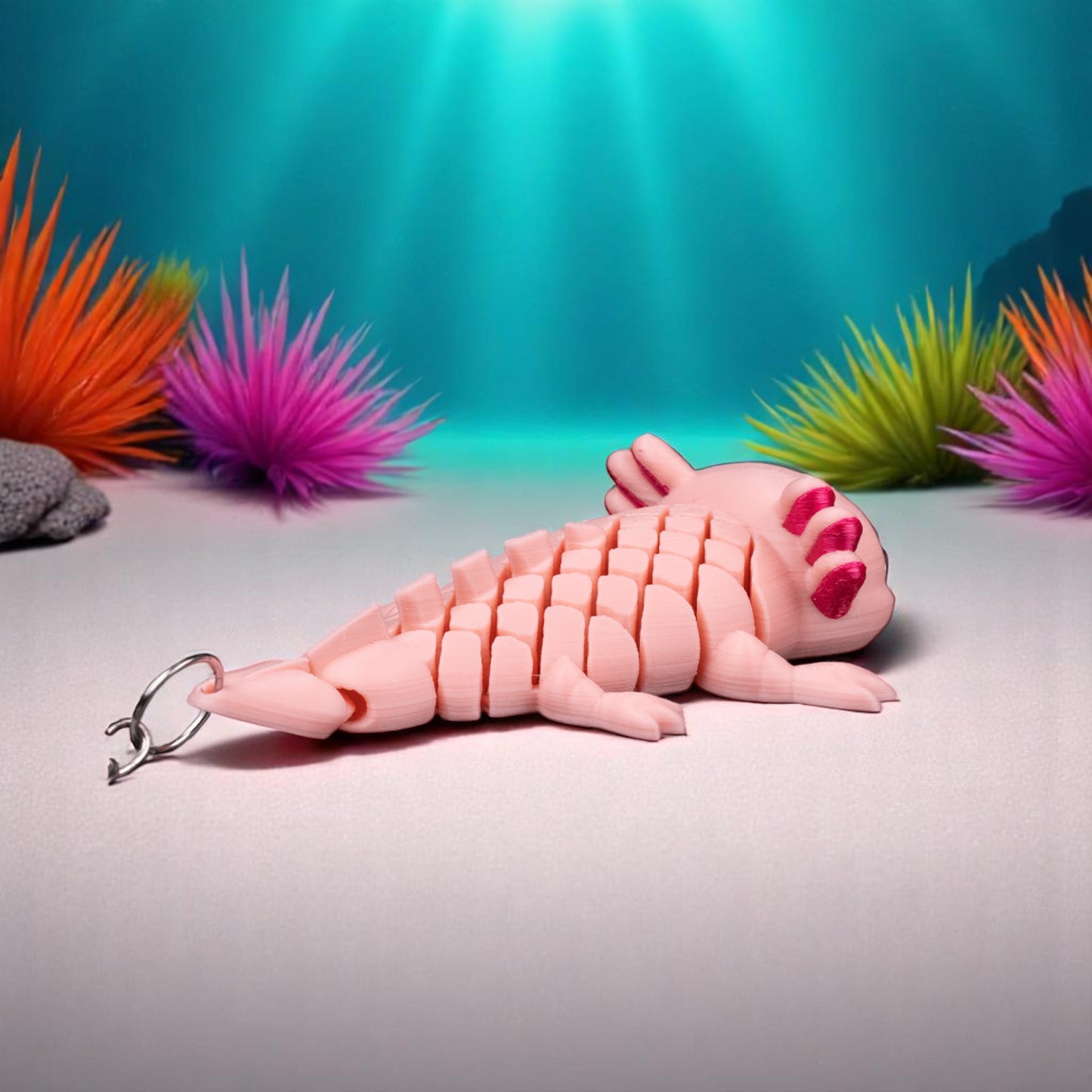 Ashley the Axolotl – Articulated Mesh Axolotl Toy | Tri-Color Flexi Creature