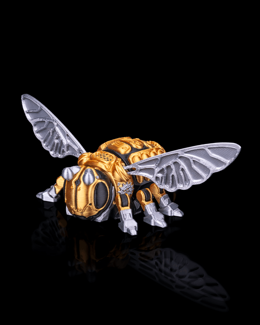 BMBL-B33 “PollenStriker” – 3D Printed Mini Robo-Bee Defender, Articulated Fidget Desk Pet & STEM Collectible