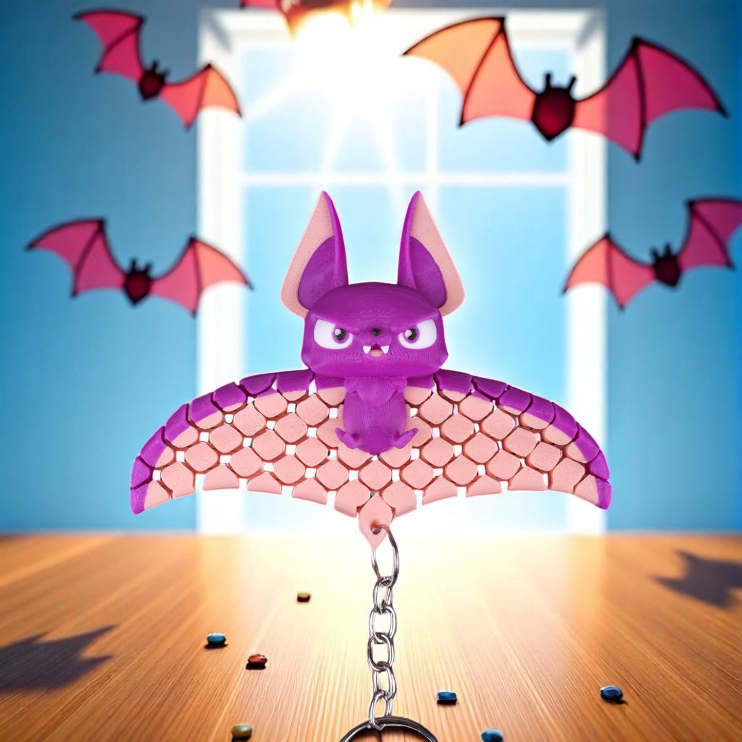 Beth the Bat – Articulated Mesh Fidget Toy | 3D Printed Halloween Bat Creature
