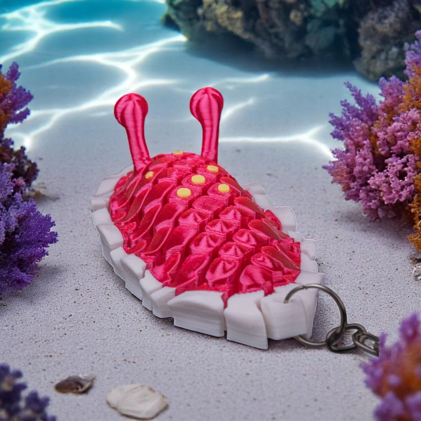 Doug the Sea Slug – 3D Printed Articulated Mesh Sea Slug Keychain | Sensory Fidget Toy & Desk Pet