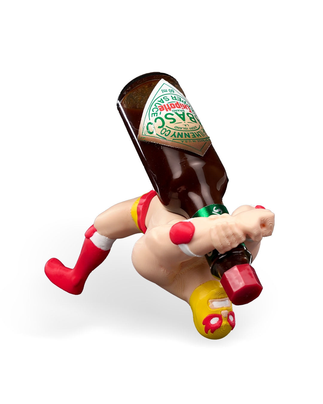 The Luchador 3D Printed Tabasco Holder – Bold Hot Sauce Display
