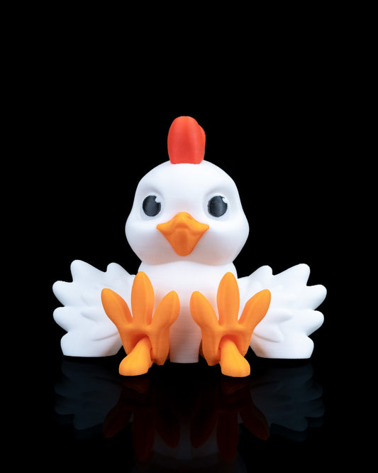 Flapper Chicken – 3D Printed Articulated Chicken Figurine | Poseable Desk Decor & Fidget Toy