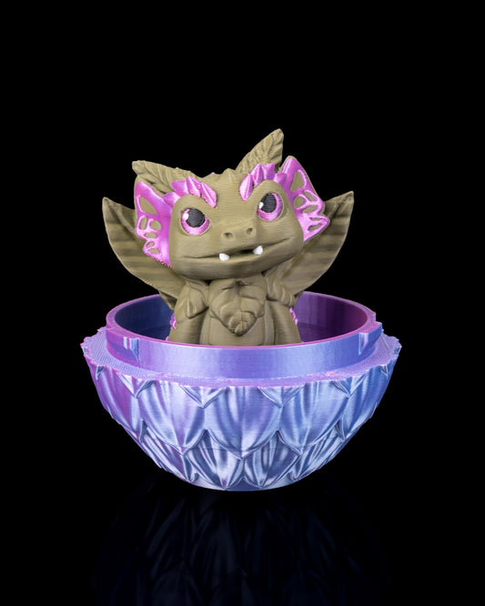 Baby Dragon Figurine with Forest Egg – Handcrafted Fantasy Creature Collectible – 10cm Dragon & 15cm Egg Set