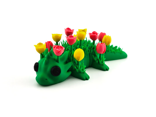 3D Printed Flower Dragon– Unique Animal Lover Gift, Desk Pet & Collectible Figurine