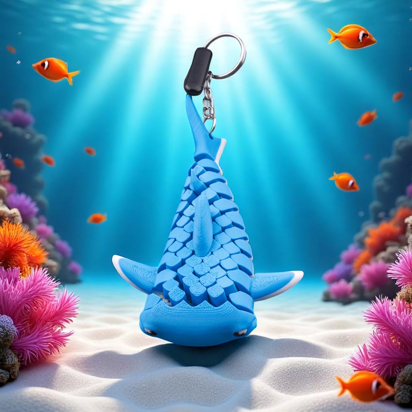 Mark the Whale Shark – 3D Printed Mesh Fidget Toy | Articulated Ocean Desk Pet | Sea Creature Collectible