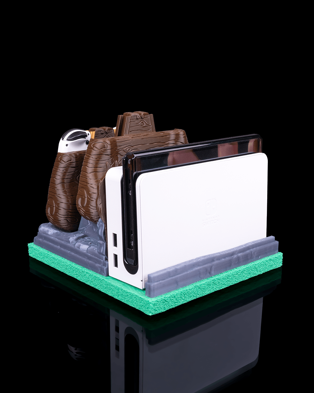 Mossy Shrine Dock Cover & Controller Holder | 3D Printed Nintendo Switch Dock & Joy-Con Stand | Single & Dual Controller Options