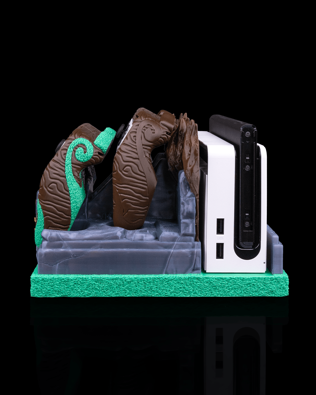 Mossy Shrine Dock Cover & Controller Holder | 3D Printed Nintendo Switch Dock & Joy-Con Stand | Single & Dual Controller Options